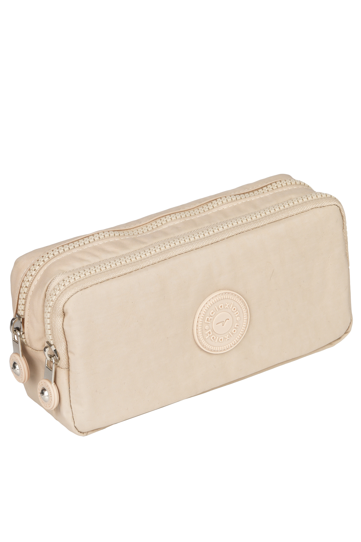 Fiyaka Rlx-124 İki gözlü Klinkır Kumaş kalemlik okul üniversite çanta KREM