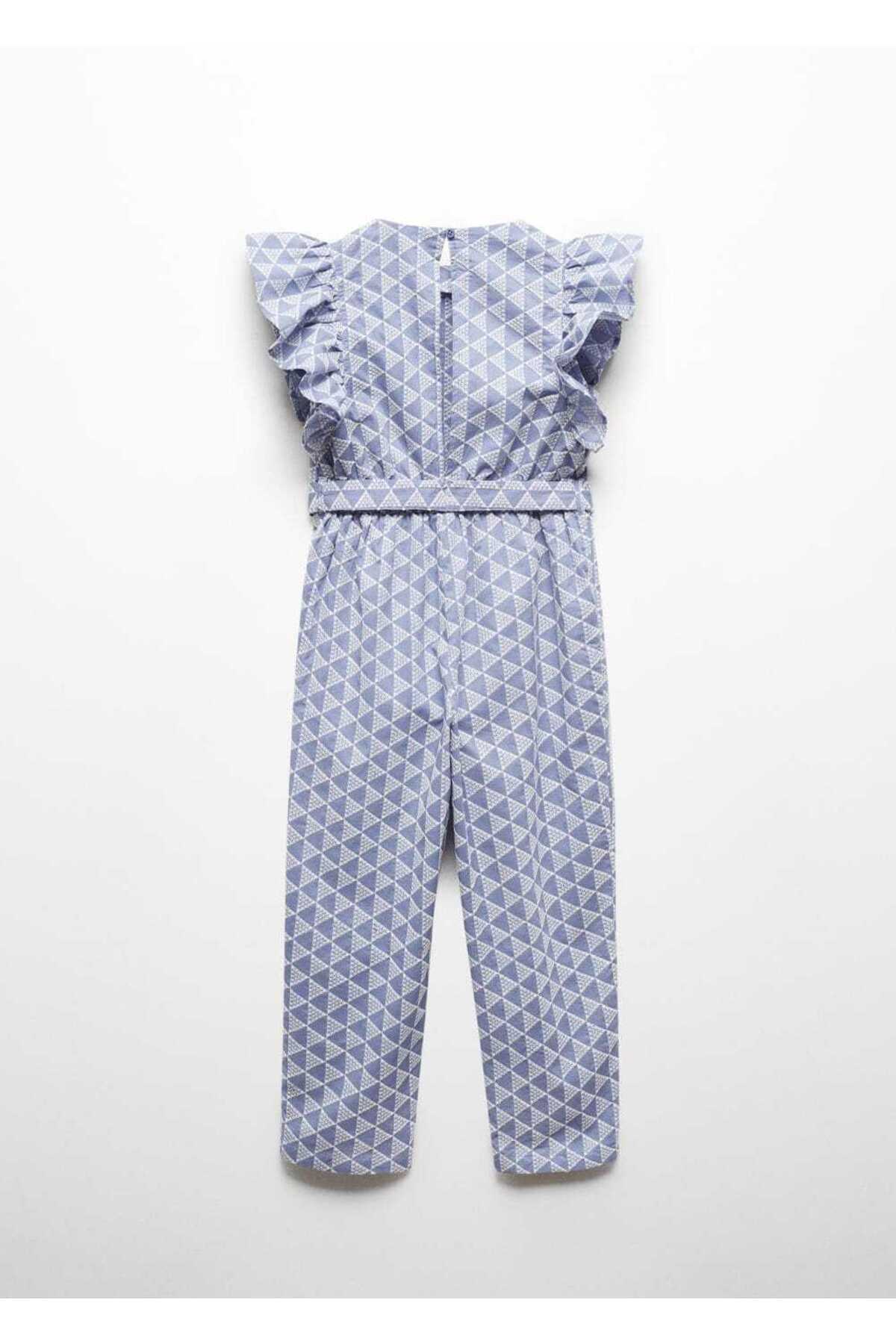 لباس مجلسی دخترانه آبی منگوMANGO Kids | 67065142 اورجینال - تصویر 4