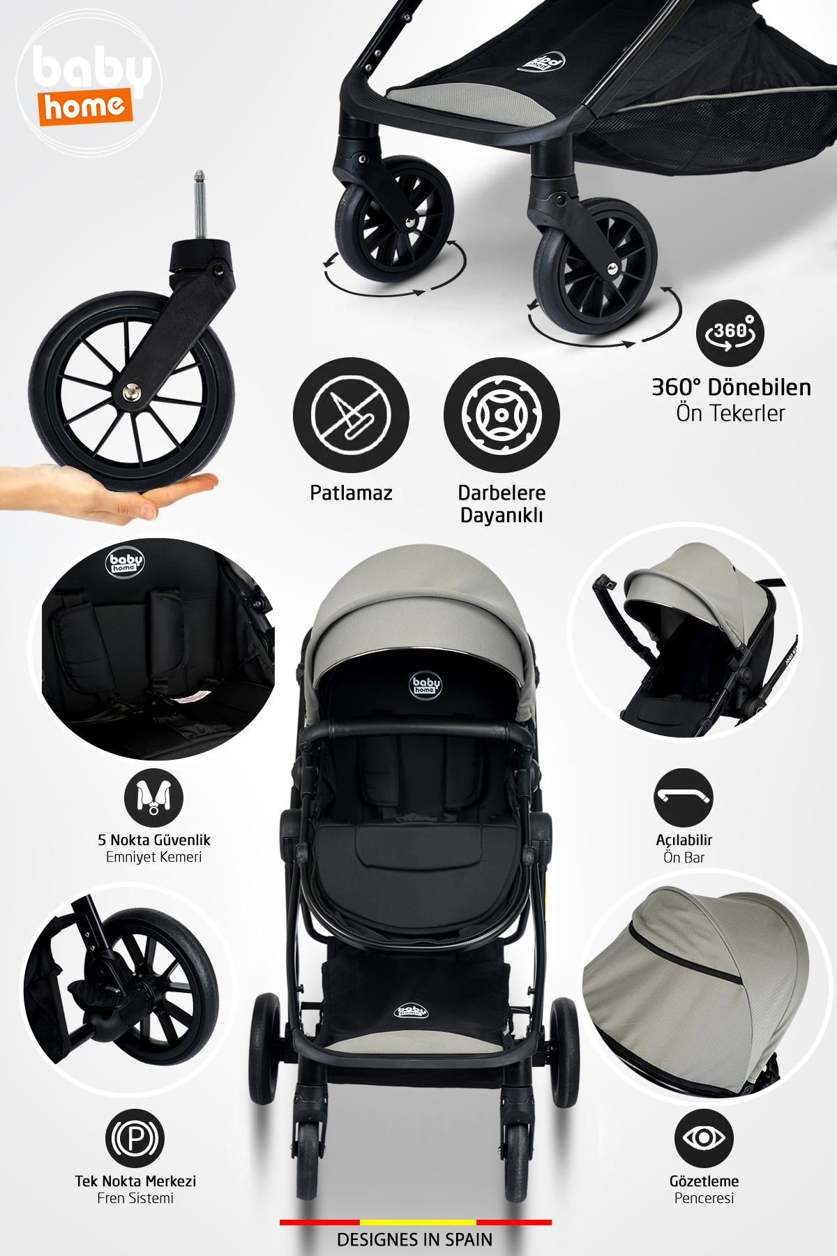 1010 9 In 1 Yeni Doğan Full Set Travel Seyahat Sistem Bebek Arabası 330 Sallanır Ev Tipi Ana Kucağı 6