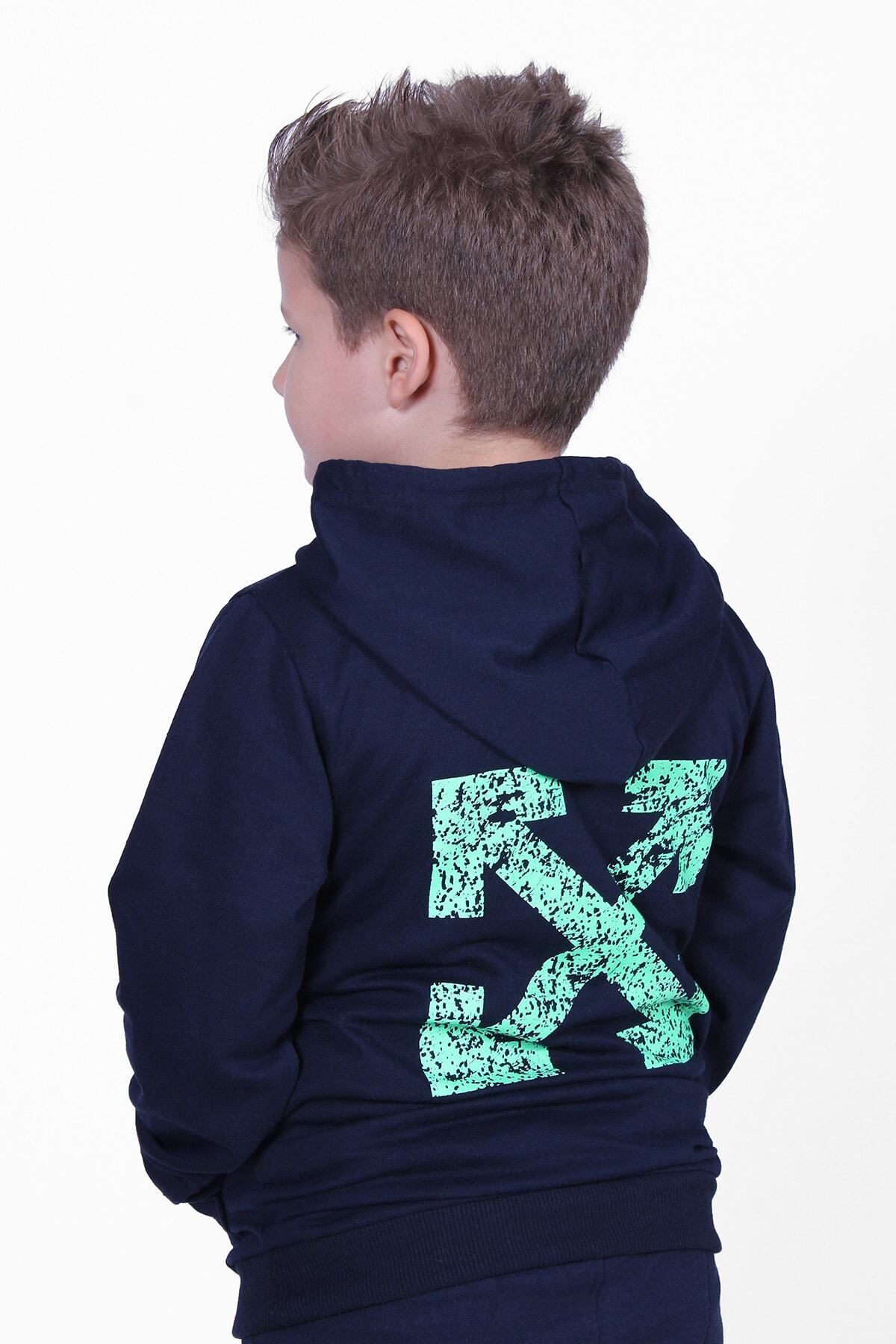 سویشرت پسرانه آبی سرمه ای PANİO KİDS | PK00165 اورجینال - تصویر 4