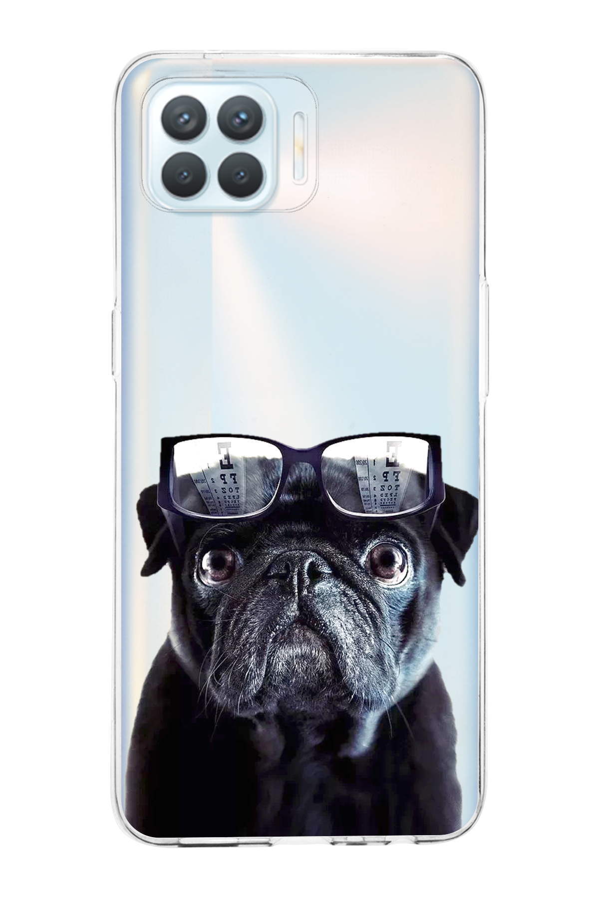 Oppo Reno 4 Lite ile Uyumlu Köpek 3 Kamera Korumalı Şeffaf Kılıf