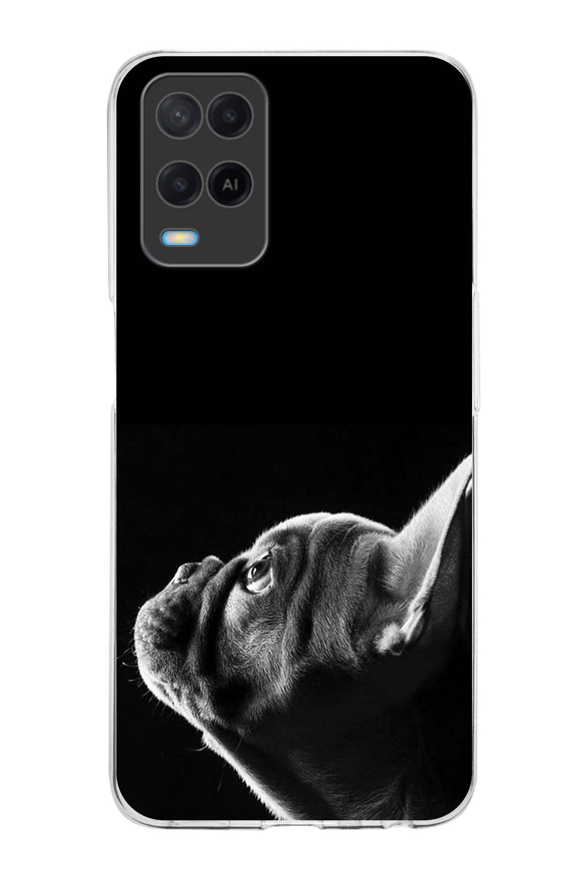 Oppo A54 4G ile Uyumlu Köpek 1 Kamera Korumalı Şeffaf Kılıf