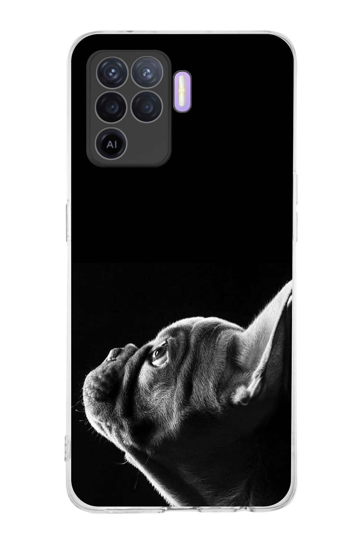 Oppo Reno 5 Lite ile Uyumlu Köpek 1 Kamera Korumalı Şeffaf Kılıf