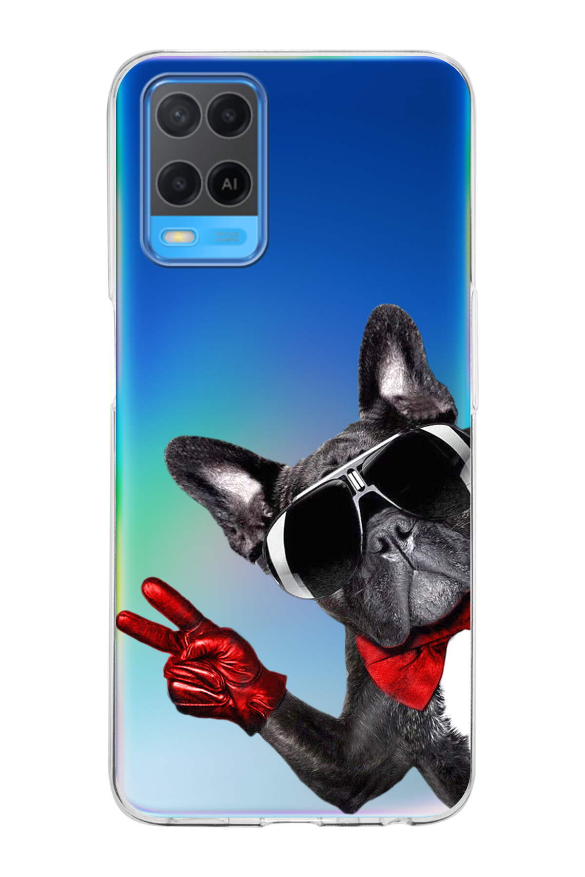 Oppo A54 4G ile Uyumlu Köpek 2 Kamera Korumalı Şeffaf Kılıf