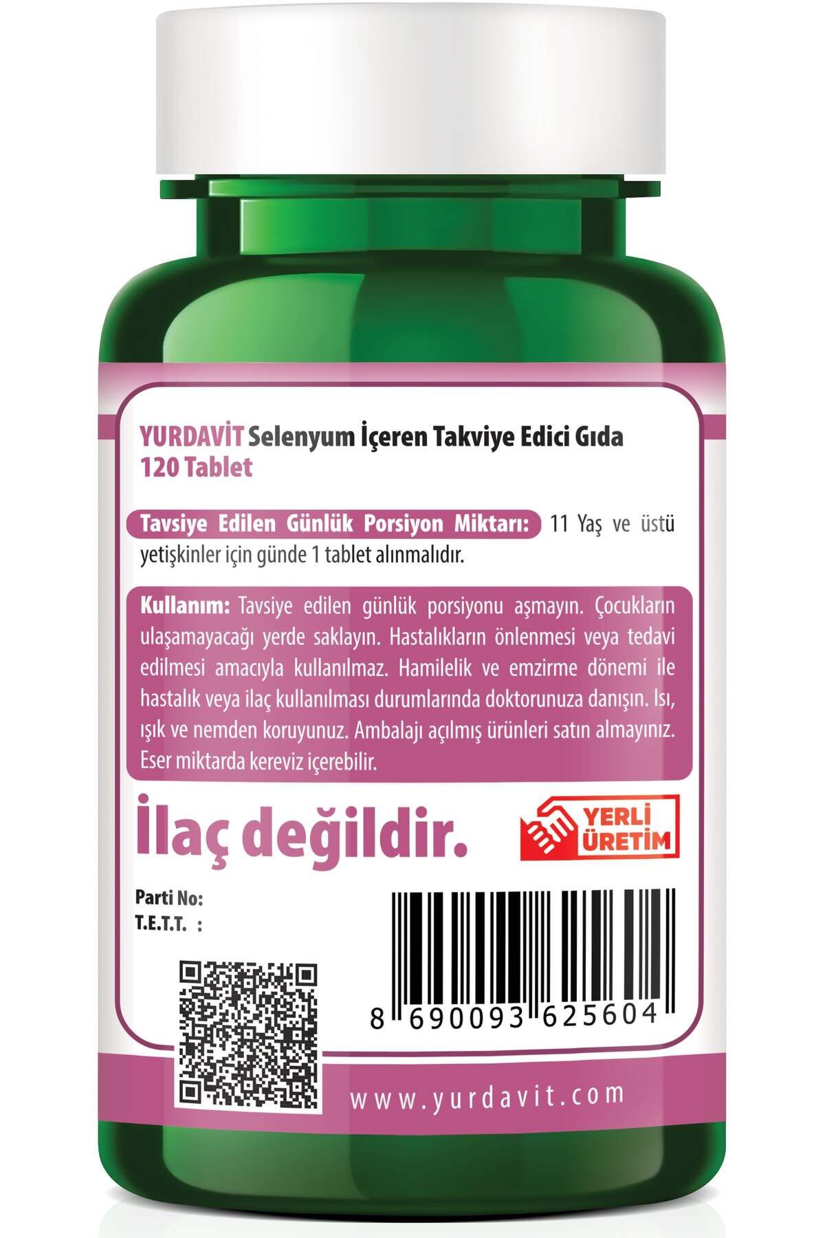 Yurdavit-Selenium 200 Mcg - 120 Tablets L-Selenometionin Selenium Supplement 4
