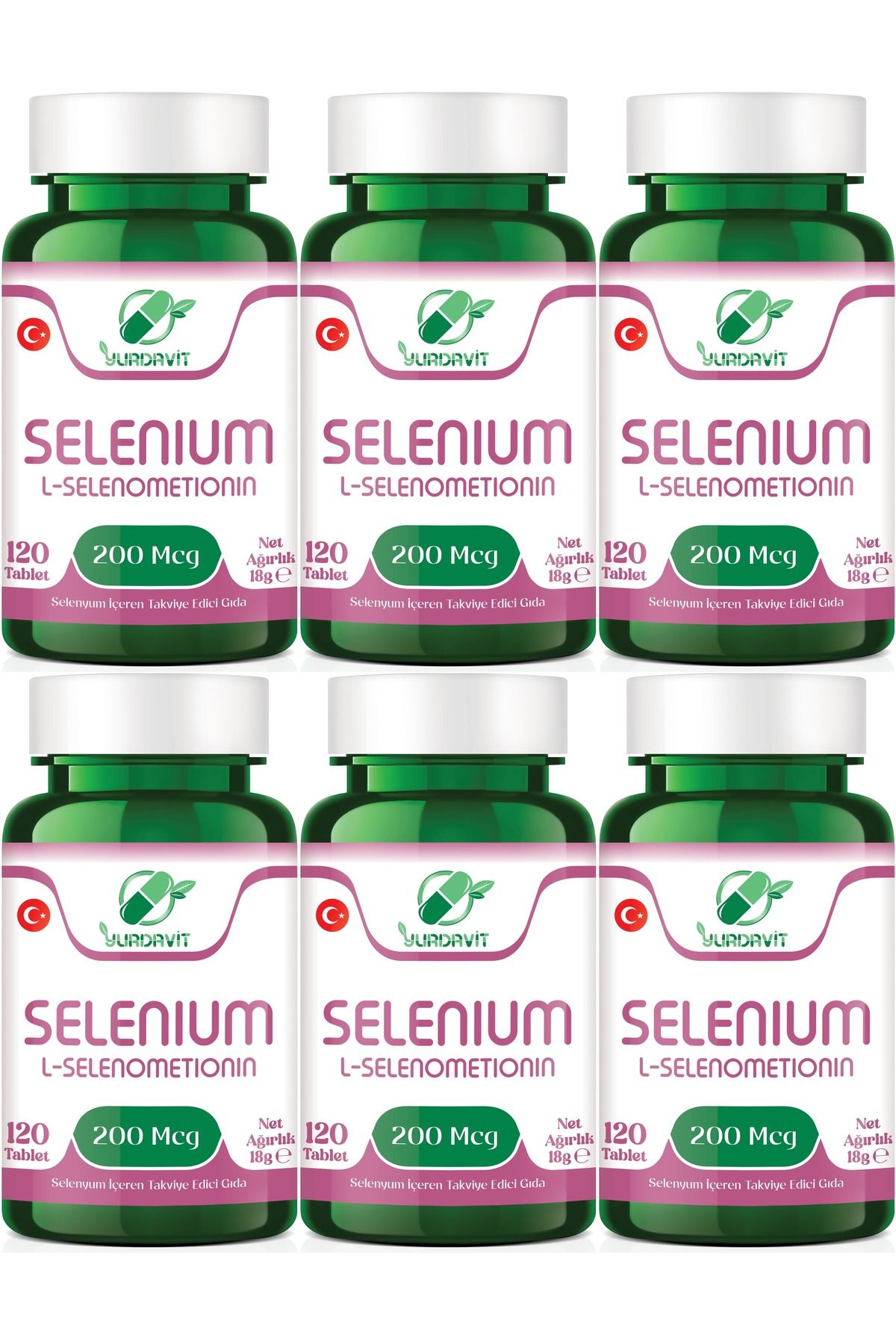 Yurdavit-Selenium 200 Mcg - 120 Tablets L-Selenometionin Selenium Supplement 1