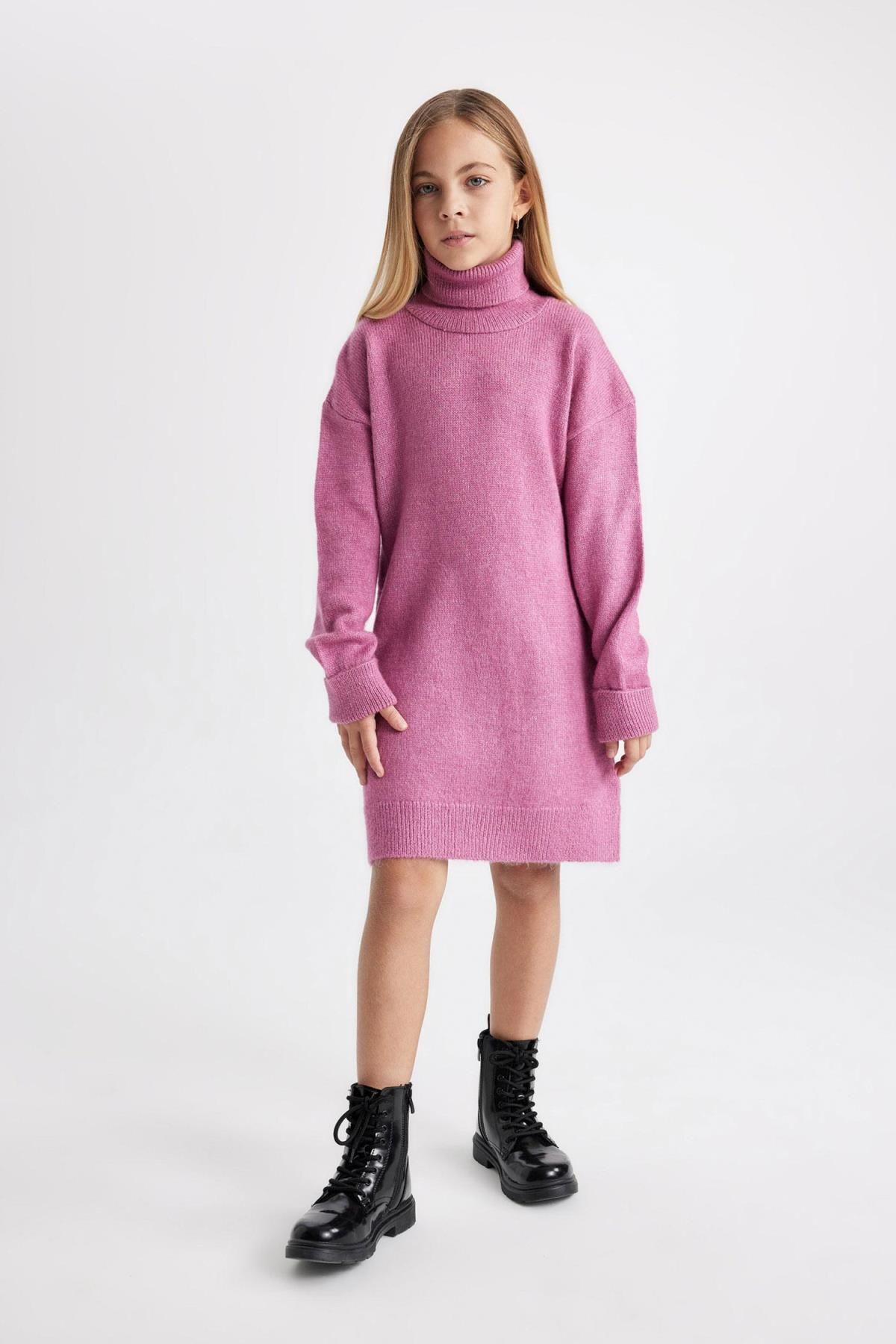 DeFacto-Rollkragen Langarm Strickkleid für Mädchen - B0247a823wn 5