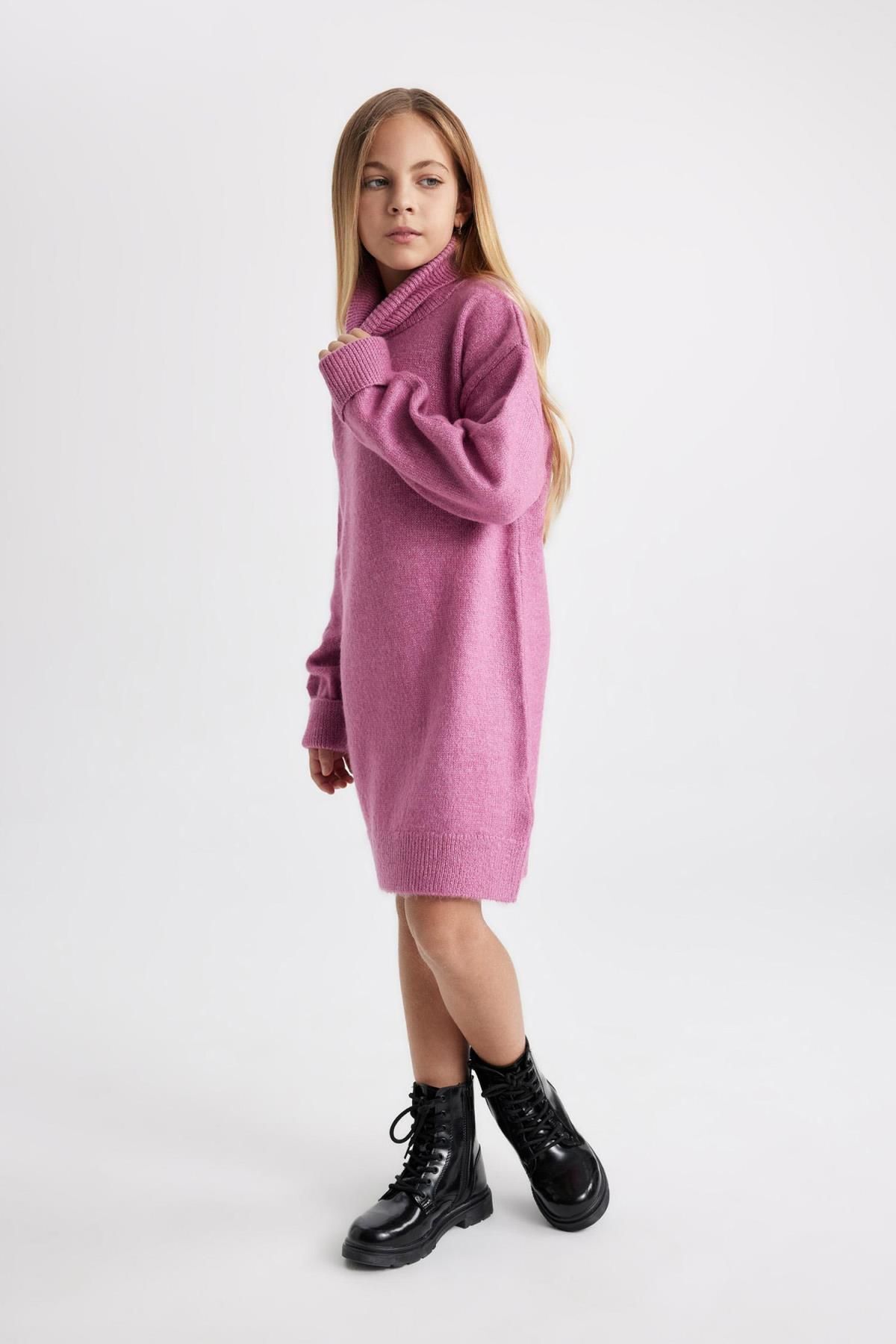 DeFacto-Rollkragen Langarm Strickkleid für Mädchen - B0247a823wn 6