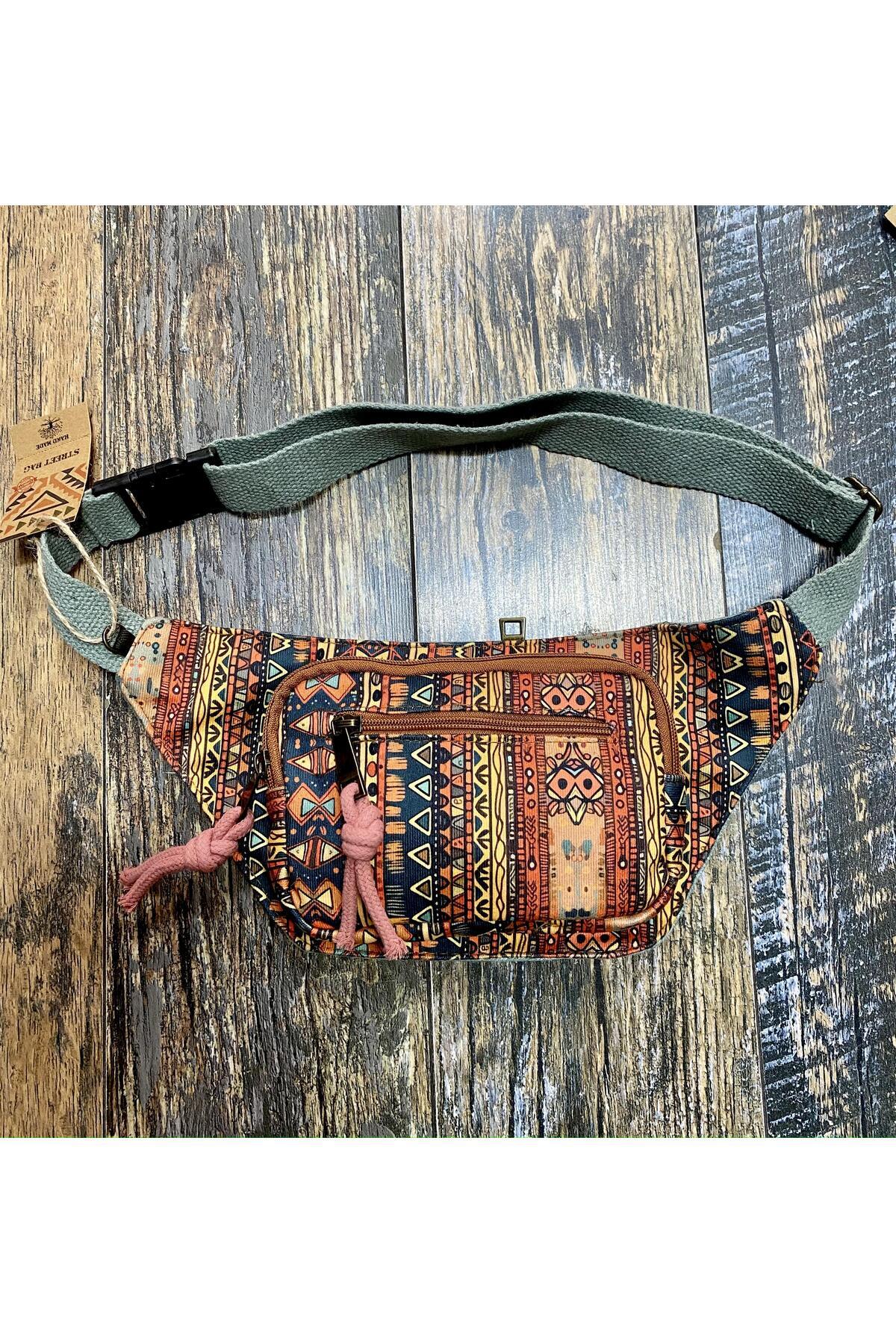 Street Bag Etnik Otantik Bohem Desenli Günlük Seyahat Kullanım Omuz ve Bel Çantası