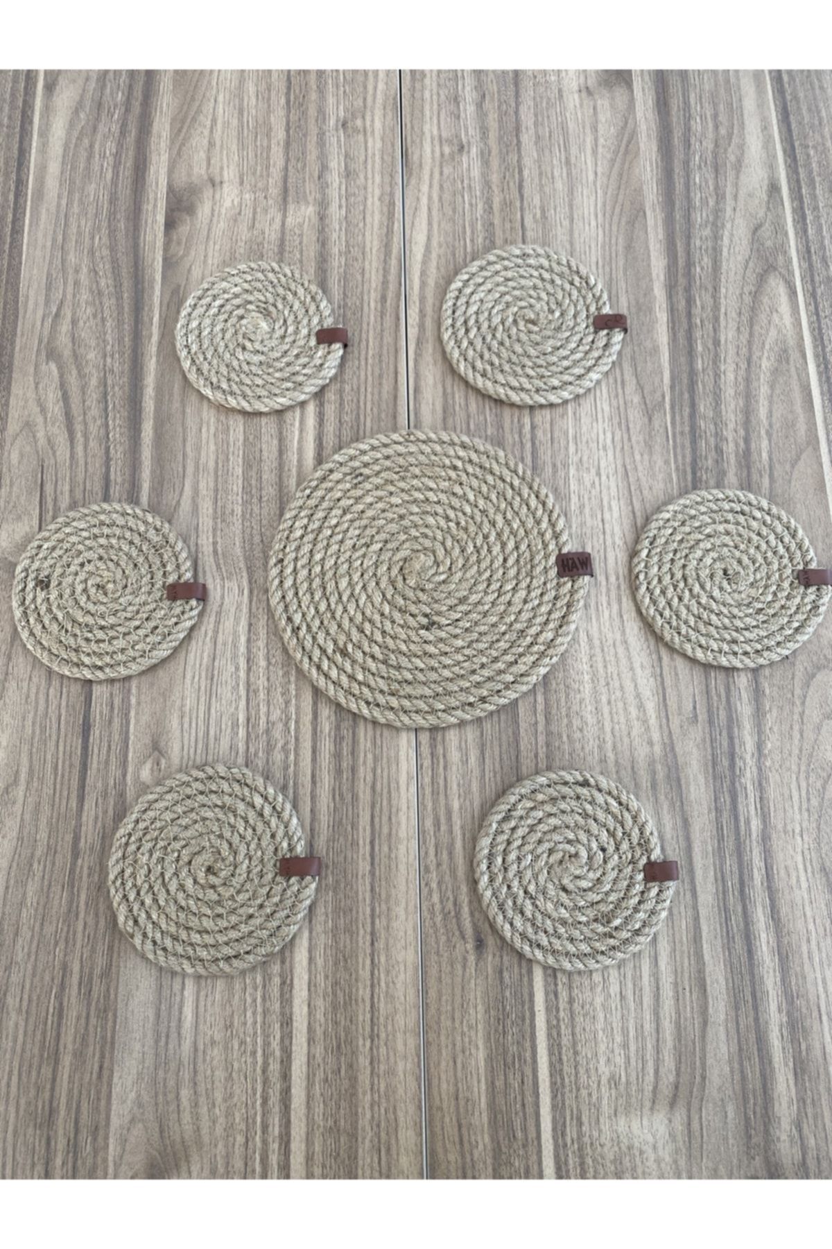 GörSeç-Trivet and Coaster Candle Bottom Dowry Set Jute Rope Wicker Service Pot Teapot Bottom Fireproof 2