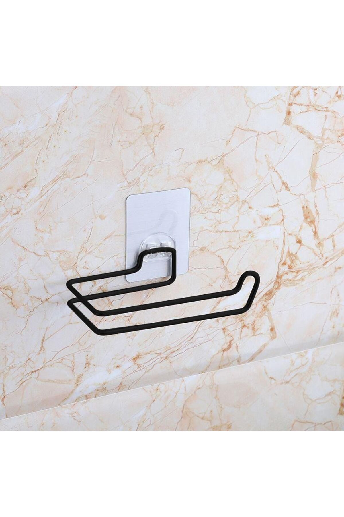 Alper Banyo Güçlü Yapışkanlı Modern Tasarım Tuvalet Kağıtlığı-Tuvalet Kağıdı Asacağı Siyah