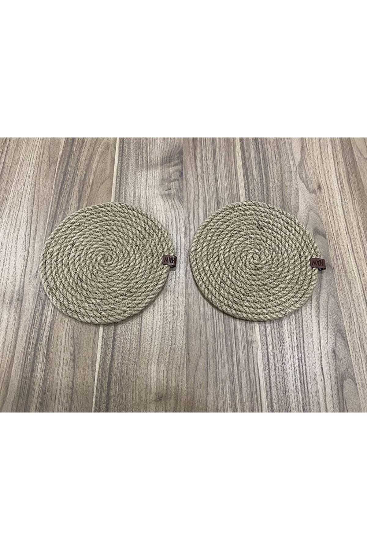 GörSeç-2 Piece Trivet Set Jute Rope Wicker Service Dowry Runner Set Saucepan Teapot Sauce Bowl Bottom Fireproof 2