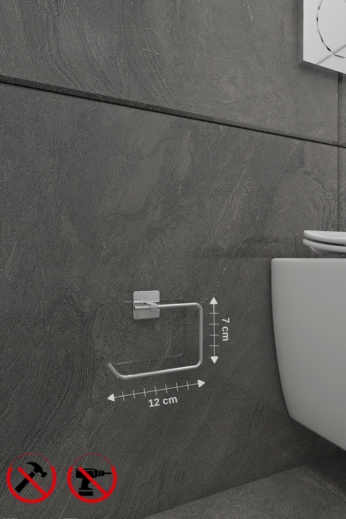 Alper Banyo-Chrome Square Set Square Towel Square Blow Dry and Square toilet paperSet 4