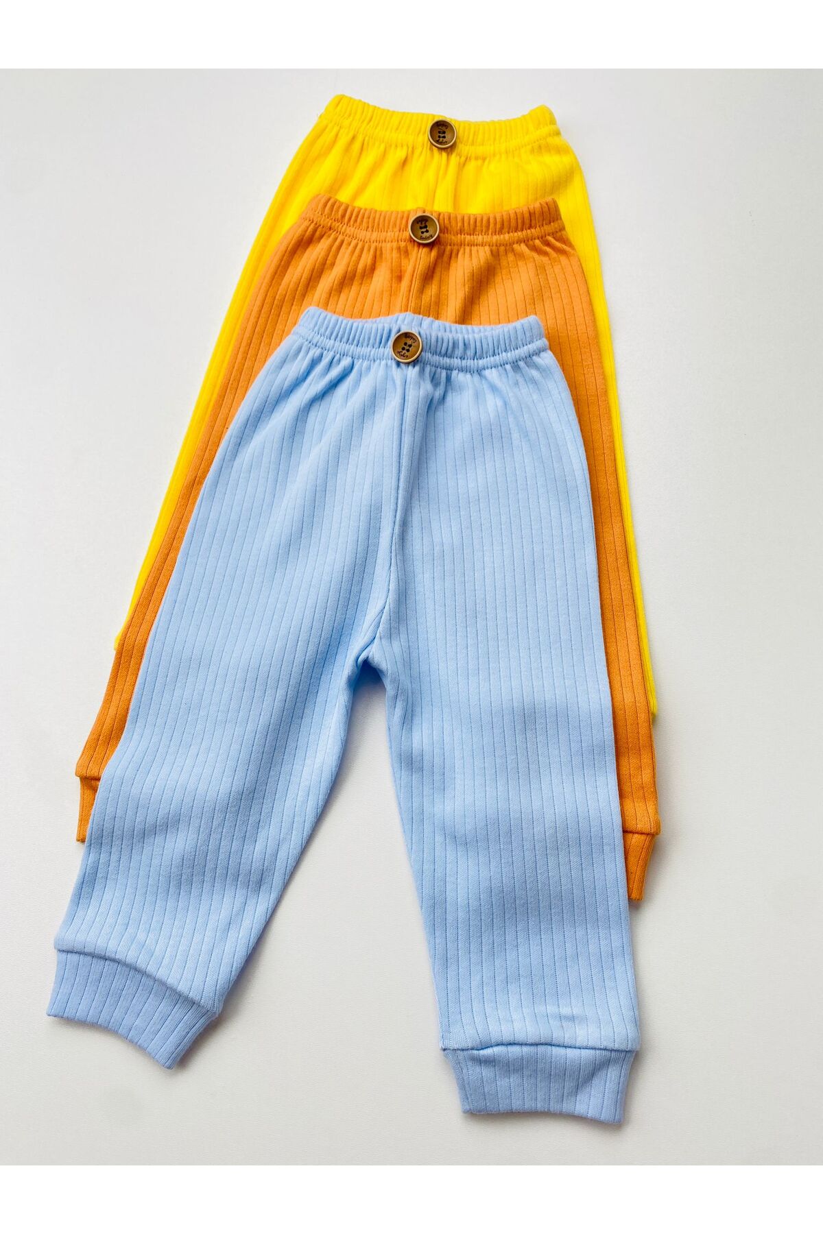 EFU BABY 3'lü %100 Pamuklu Raporlu Beli Lastikli Basic Pantolon fotoğrafı 4 (önizleme)