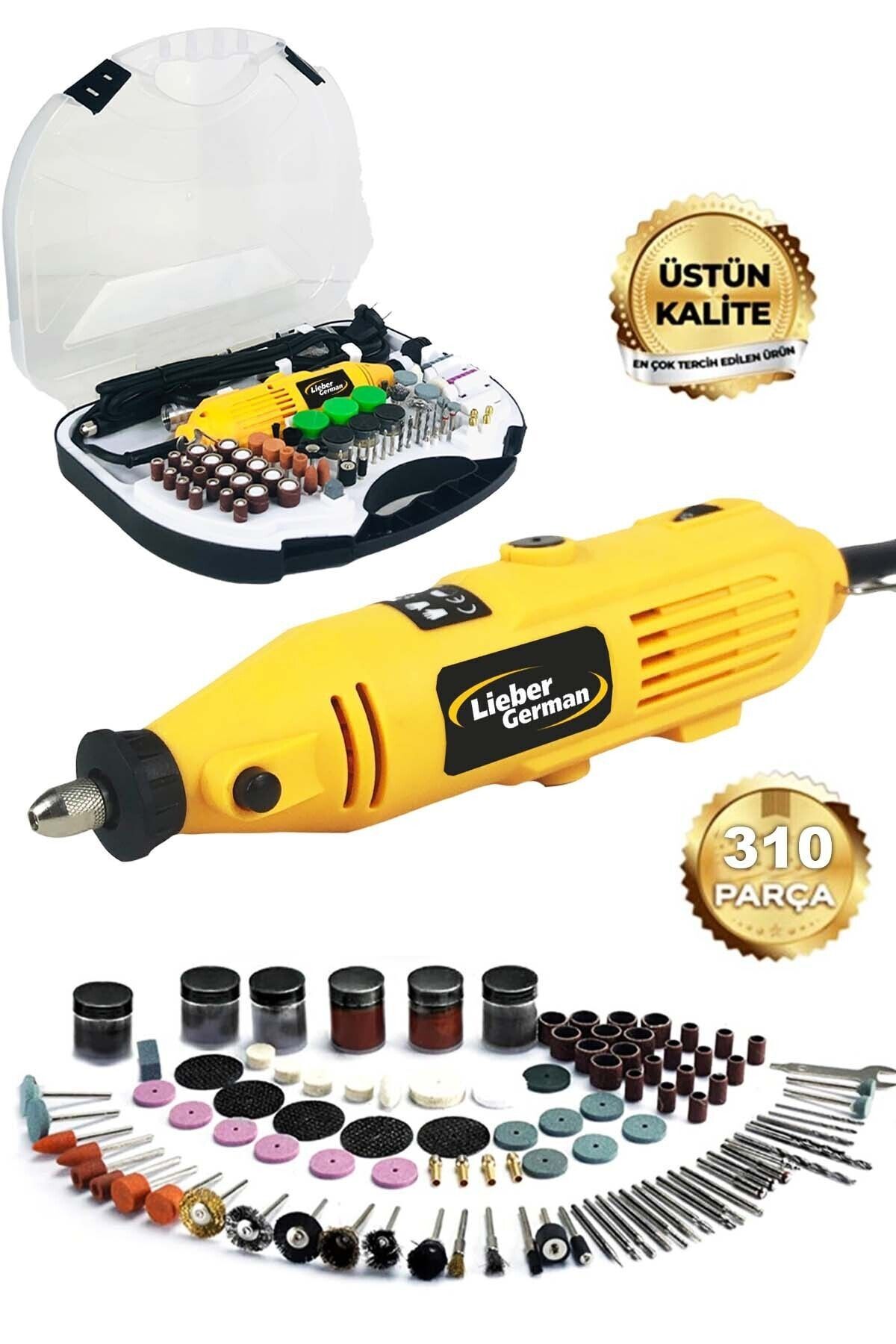 Lieber German Teknoloji 310 Parça 400 Watt 6 Kademe Devir Ayarlı Hobi Kalıpçı Taşlama Gravür Makinesi Seti