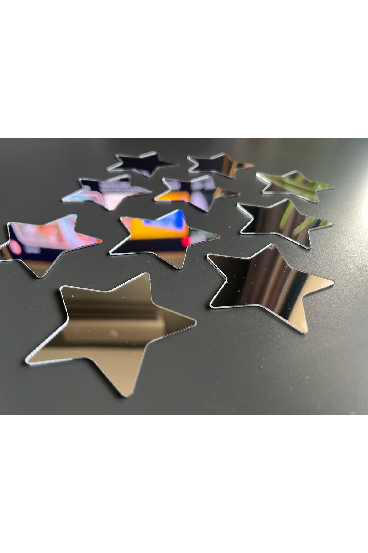 100 PCS Decorative Mirror Plexiglass Star Wall Ornament 7CM (Video Product , Watch )