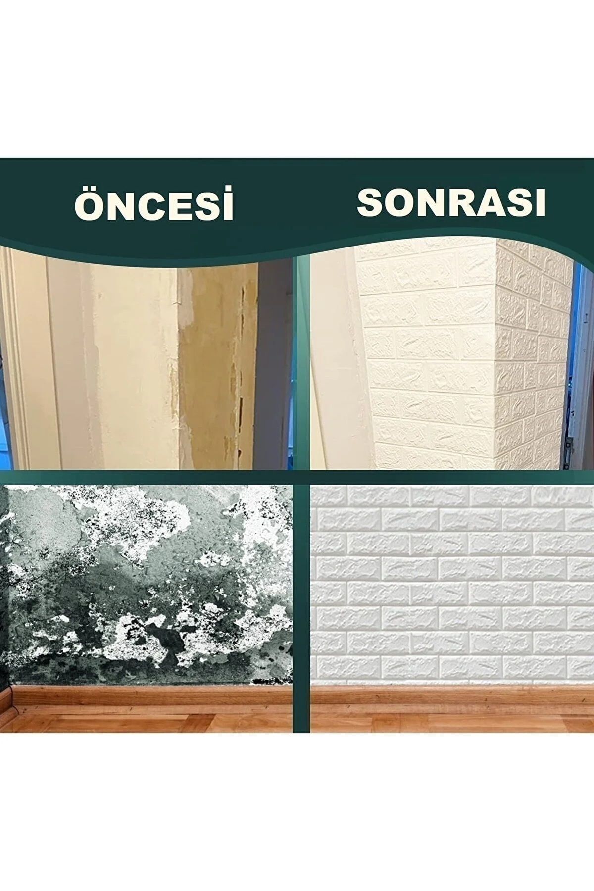 50x50 Cm 0,27 M² Kendinden Yapışkanlı Duvar Kağıdı Esnek Köpük Paneli 3d Boyutlu Tuğla Desen Beyaz