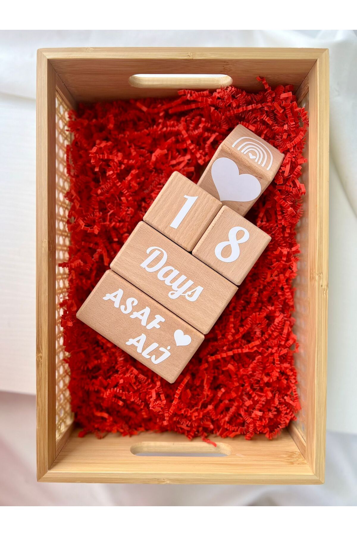 Isimli Bebek Anne Anı Küpü Dekor Ingilizce Beyaz 5li Set Isimli Ahşap Bebek Anı Küpleri