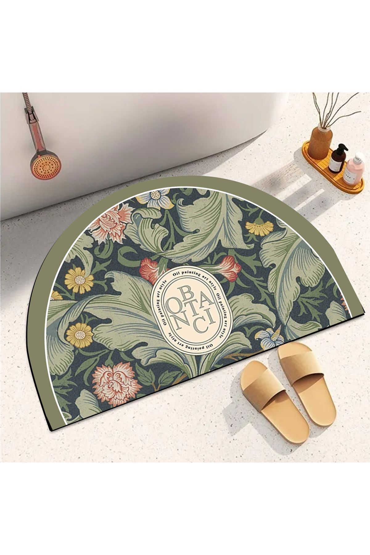 3D ELSE HALI-Patterned Decorative Modern Inside and Outside Half Moon Door Mat 3