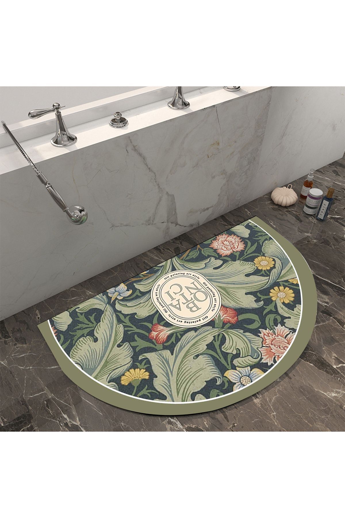 3D ELSE HALI-Patterned Decorative Modern Inside and Outside Half Moon Door Mat 4