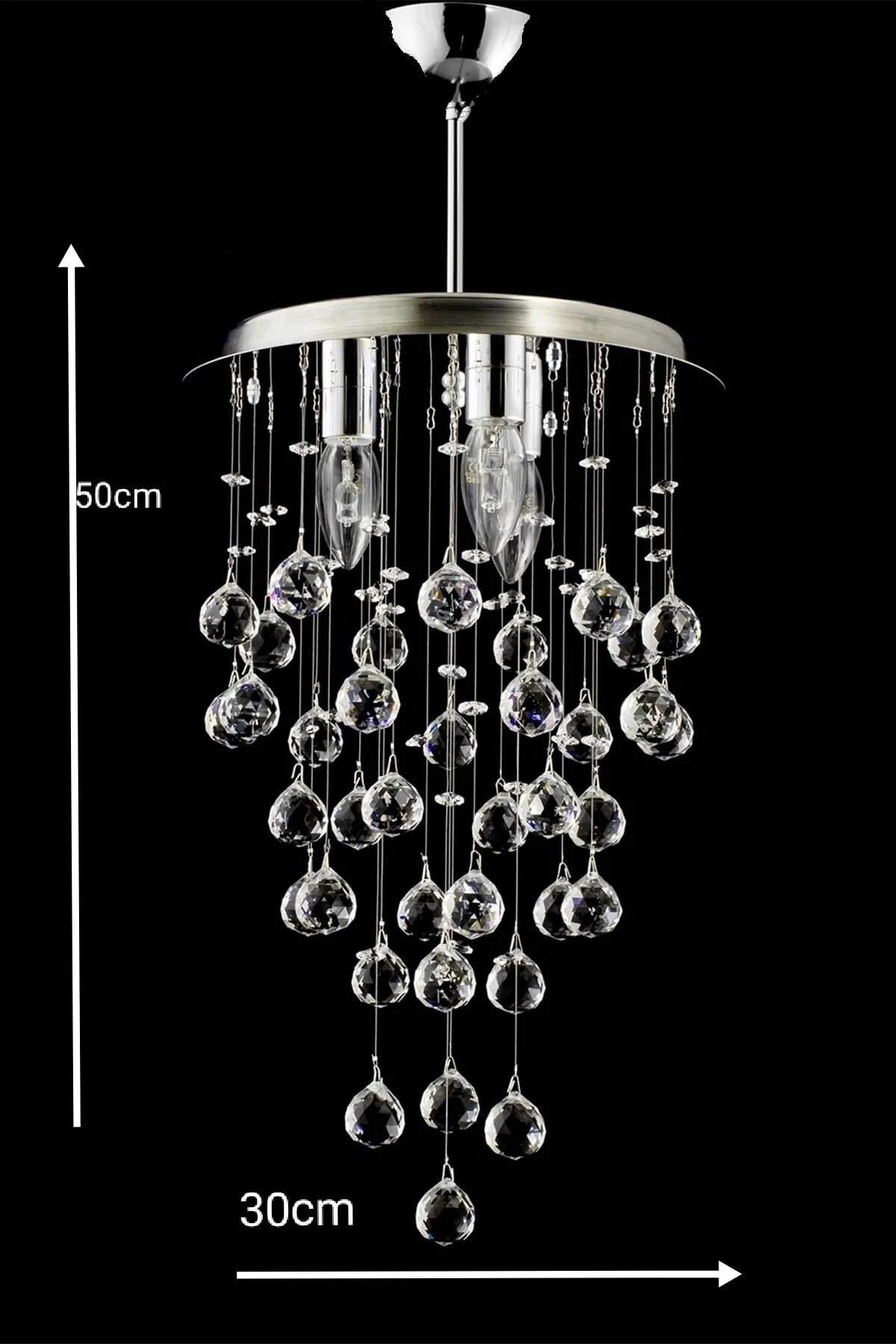 Drop Model Crystal Stone Silver 3-Plus Living Room Chandelier