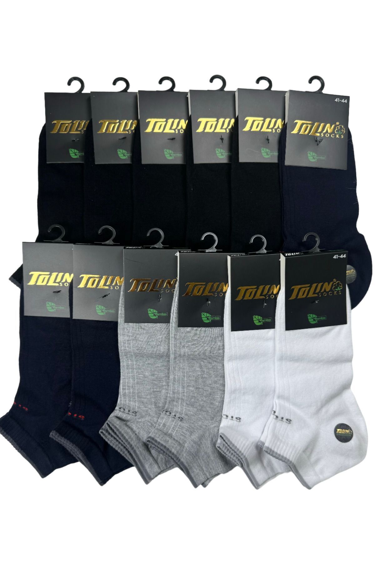 TOLIN-Set of 12 Colorful Men's Bamboo Booties Socks - 10533 2