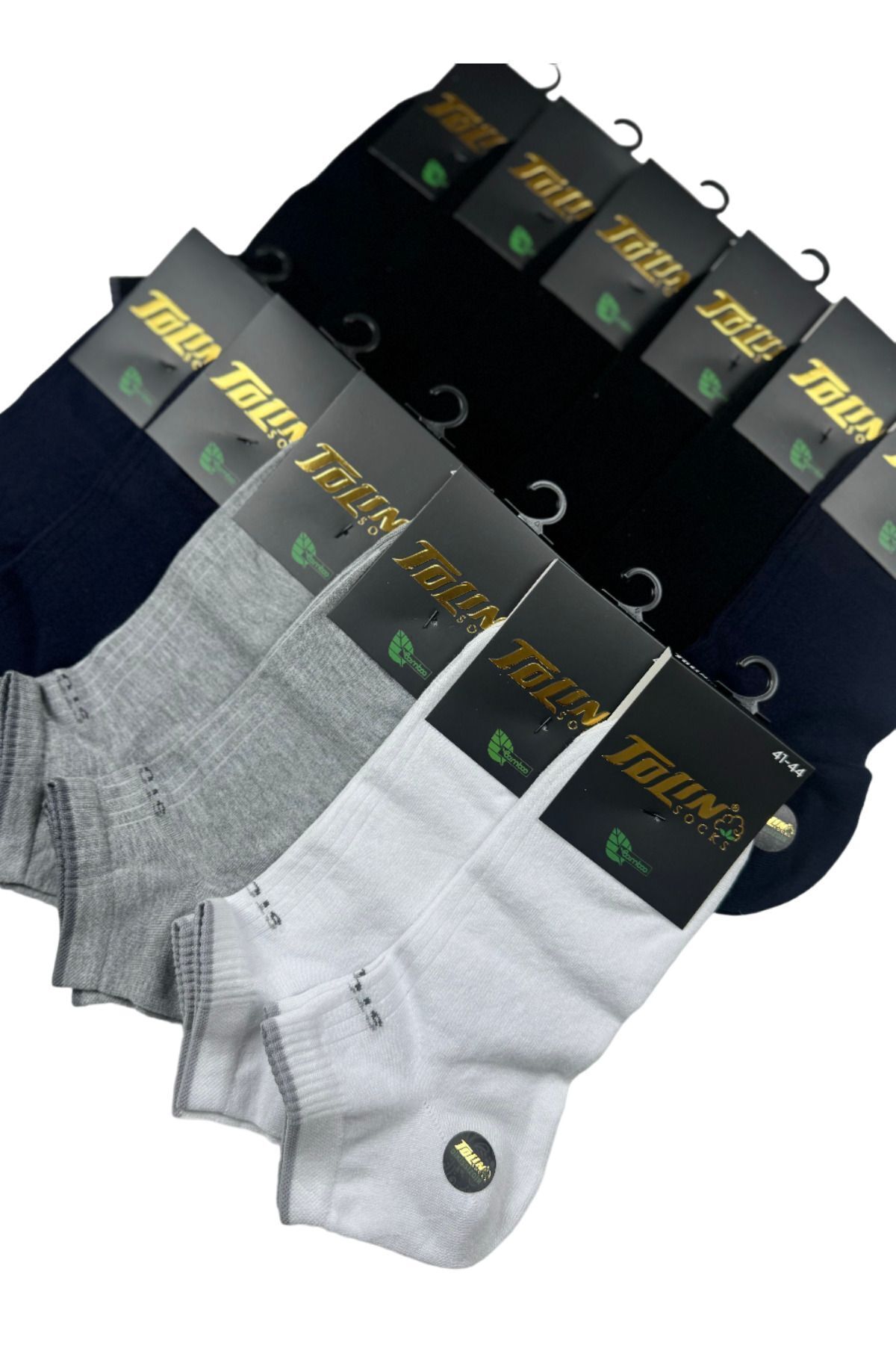 TOLIN-Set of 12 Colorful Men's Bamboo Booties Socks - 10533 3