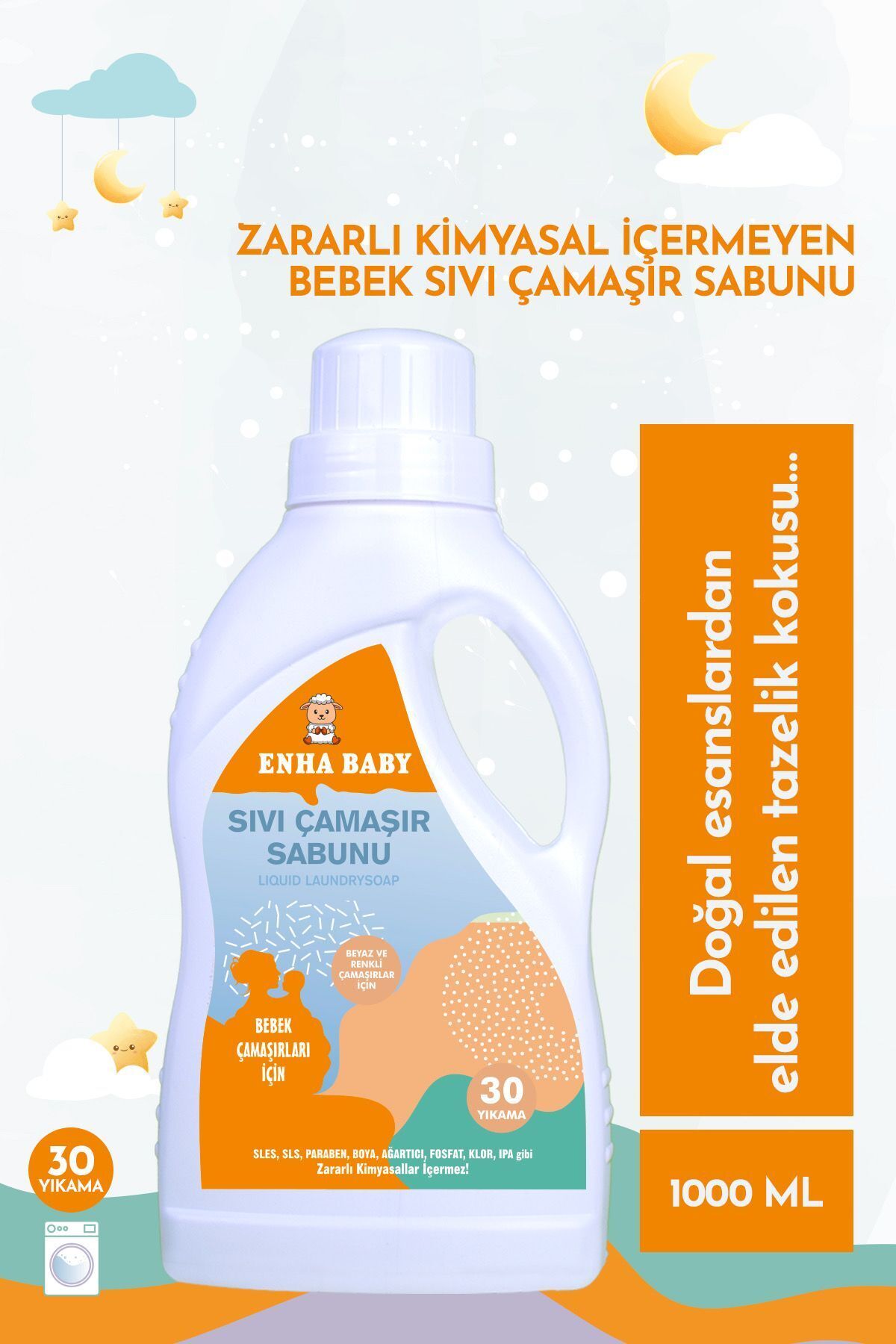 ENHA BABY Zararlı Kimyasal İçermeyen Bebek Sıvı Çamaşır Sabunu 1 Litre