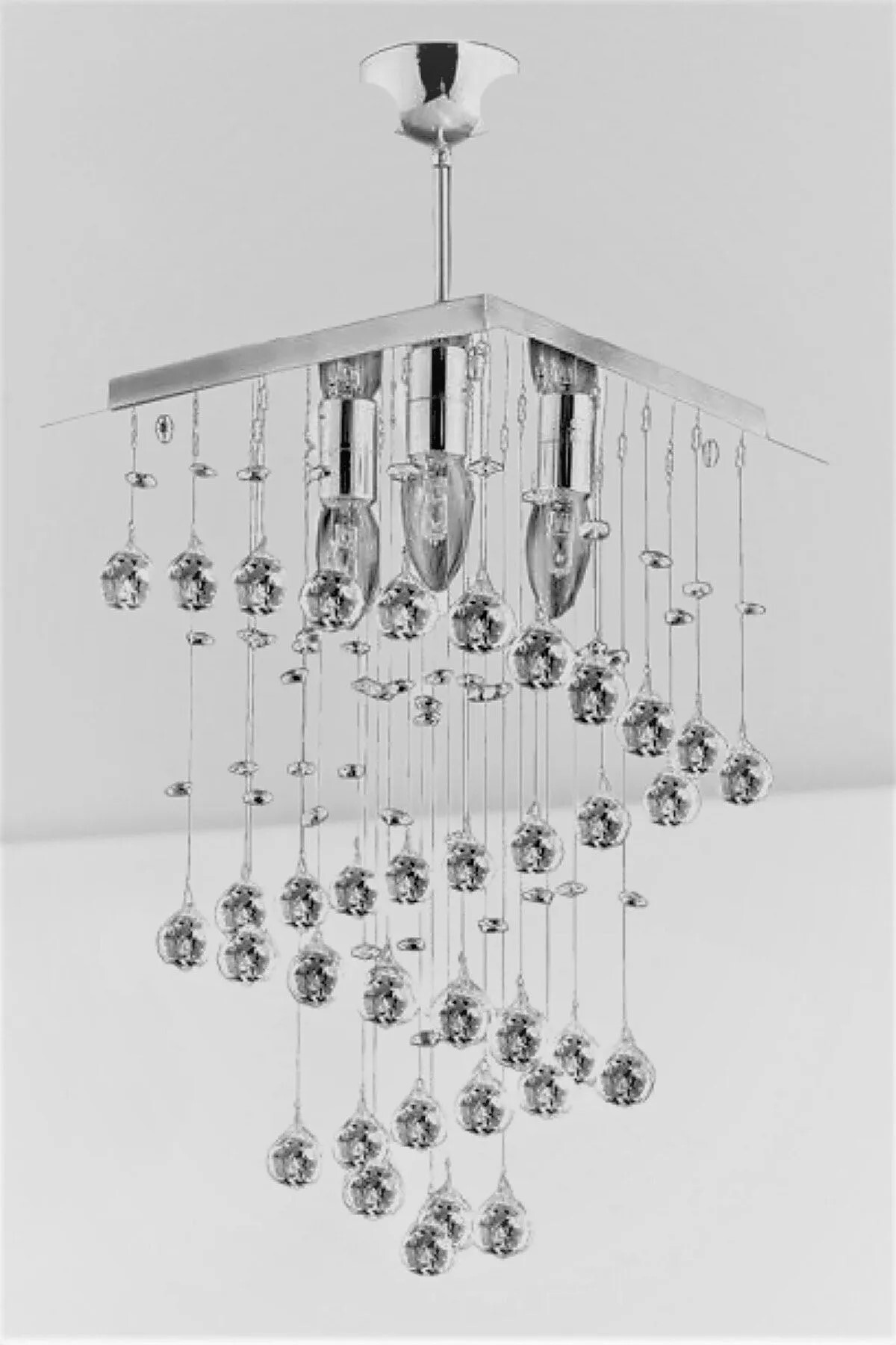 Spiral Model Crystal Stone Silver 3-Plus Chandelier