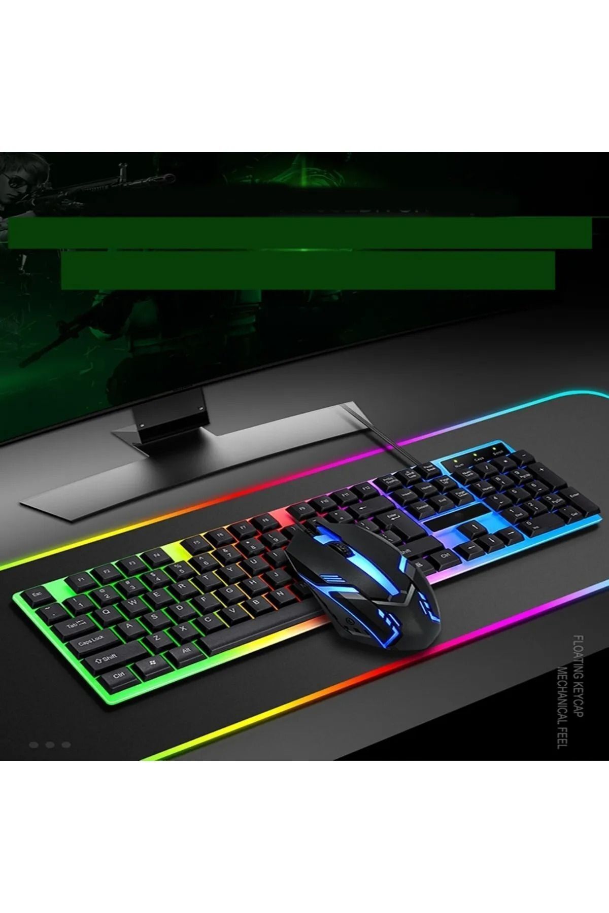 Kls-01 2'li Set Oyuncu Klavye Seti Rgb Gaming Klavye Mekanik Hisli Siyah Masaüstü Dizüstü