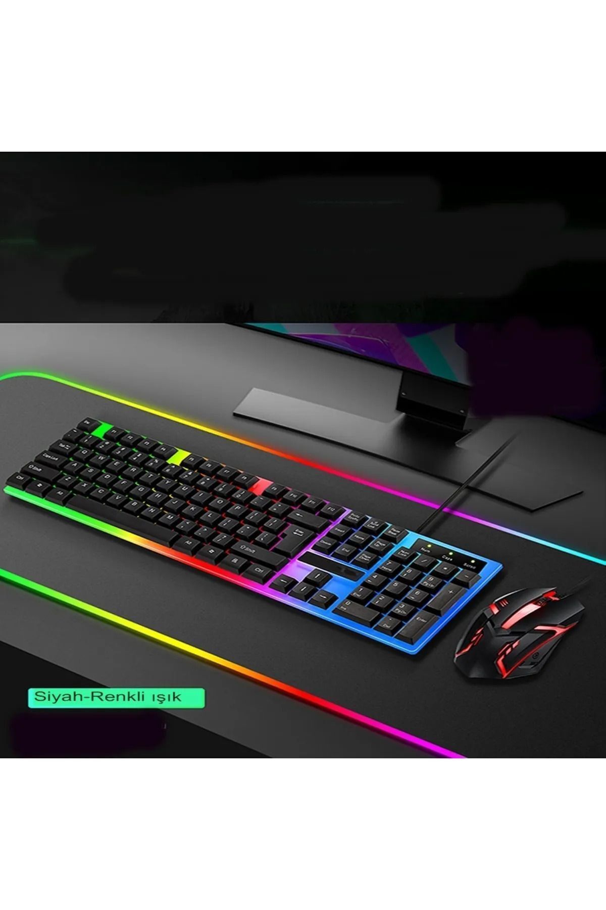 Kls-01 2'li Set Oyuncu Klavye Seti Rgb Gaming Klavye Mekanik Hisli Siyah Masaüstü Dizüstü