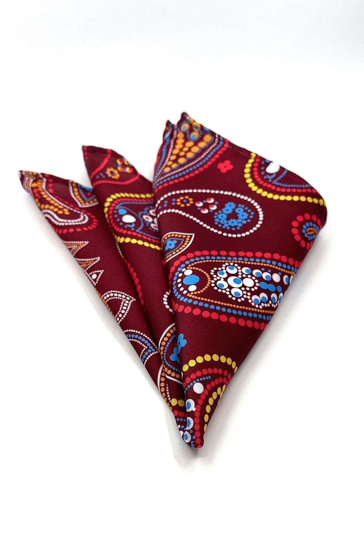 La Pescara-Red Shawl Pattern Men's Pocket Handkerchief Sps562-21 3