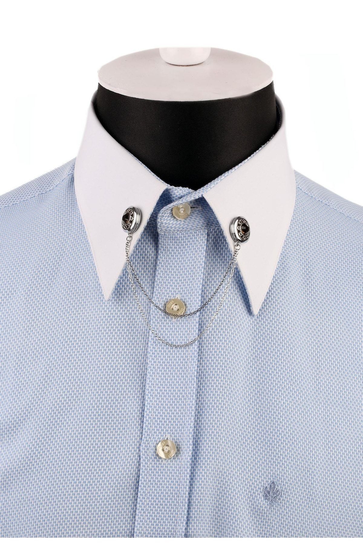  سنجاق یقه پیراهن زنجیری سنگی قهوه‌ای نقره‌ای رنگ GI147