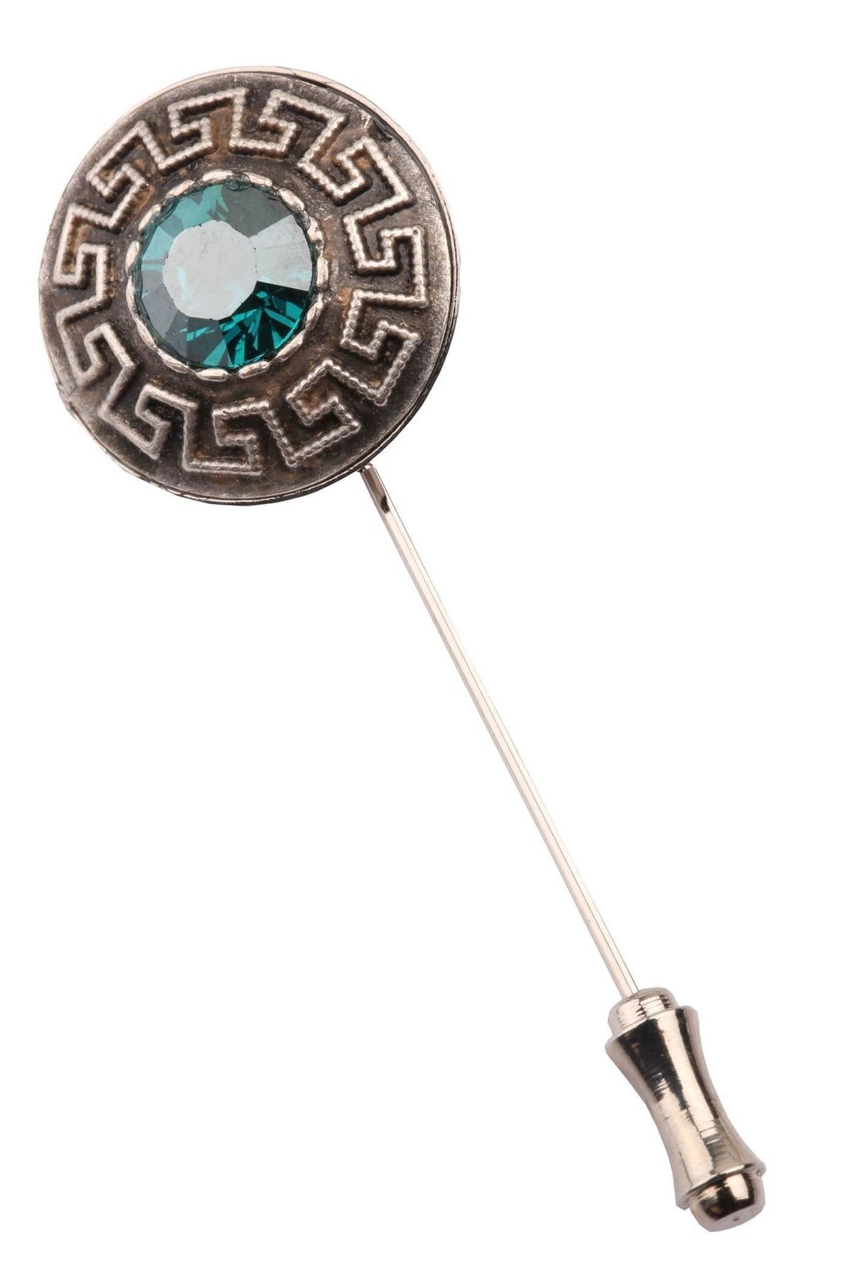  سنجاق سینه نقره ای طرح سنگ سبز آنتیک YI181