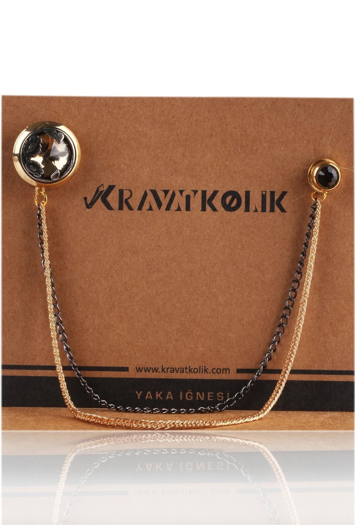  سنجاق سینه زنجیری سنگی کریستالی عسلی رنگ YI246