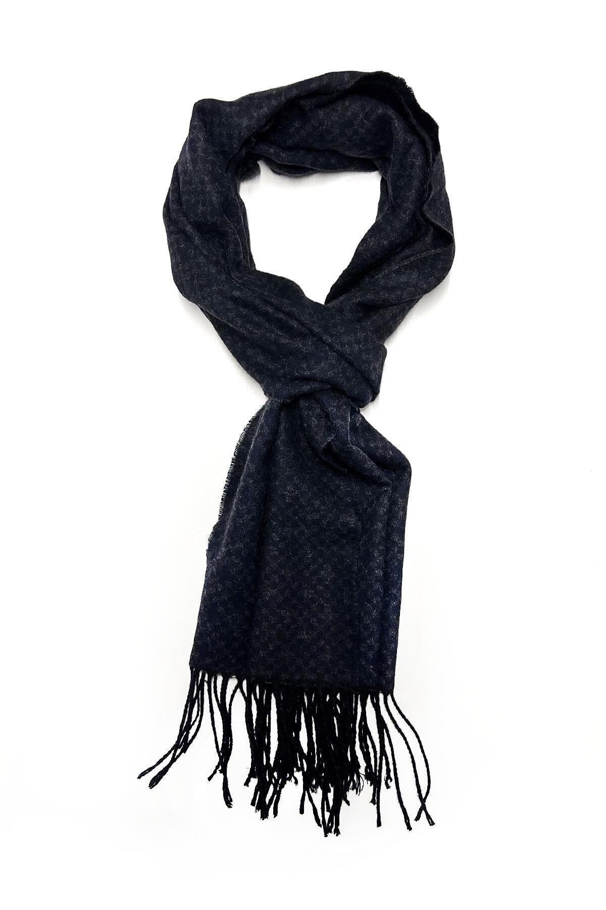  شال گردن مردانه طرح خالدار سرمه‌ای - خاکستری دودی K412