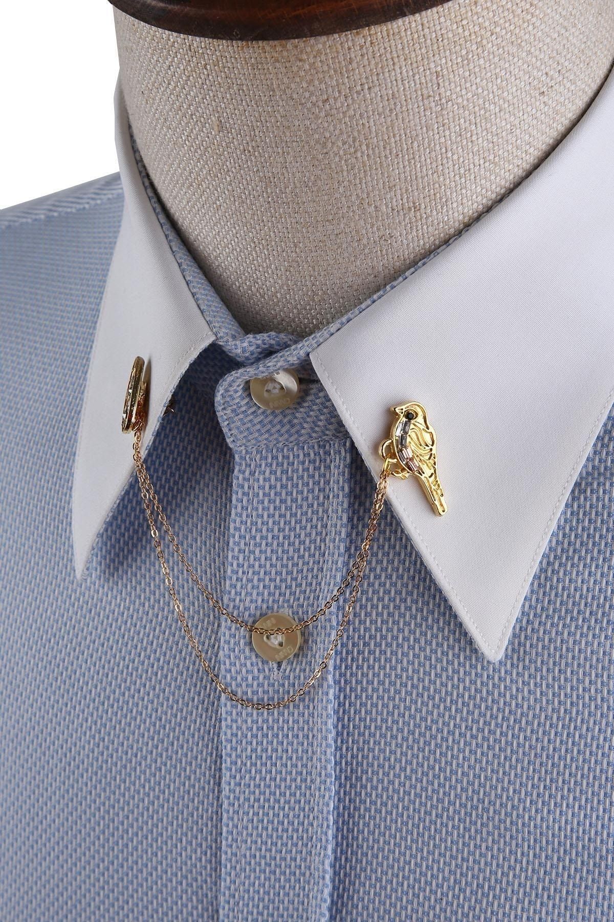  زنجیر یقه پیراهن طرح پرنده و ساعت طلایی رنگ GI232