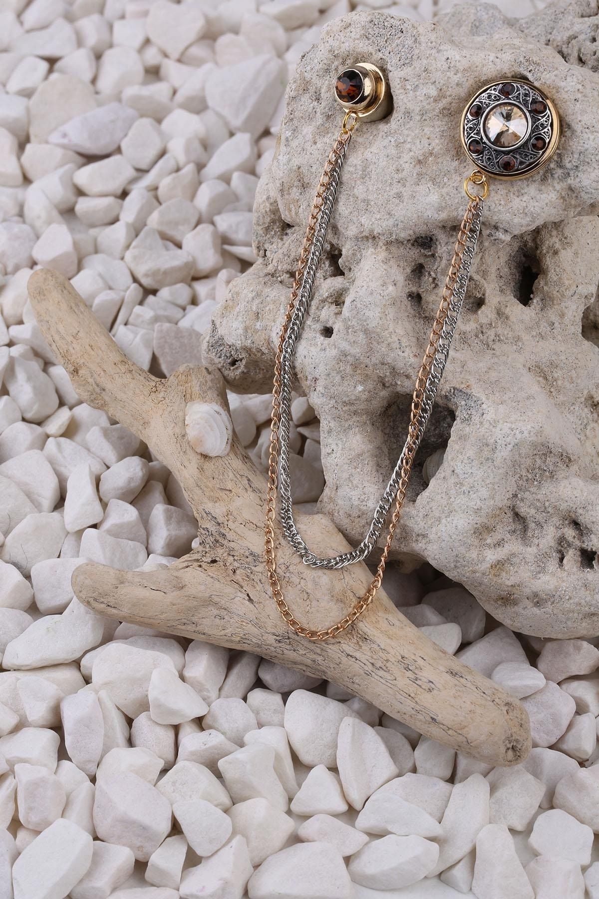  سنجاق یقه زنجیری تزیین شده با سنگ YI118