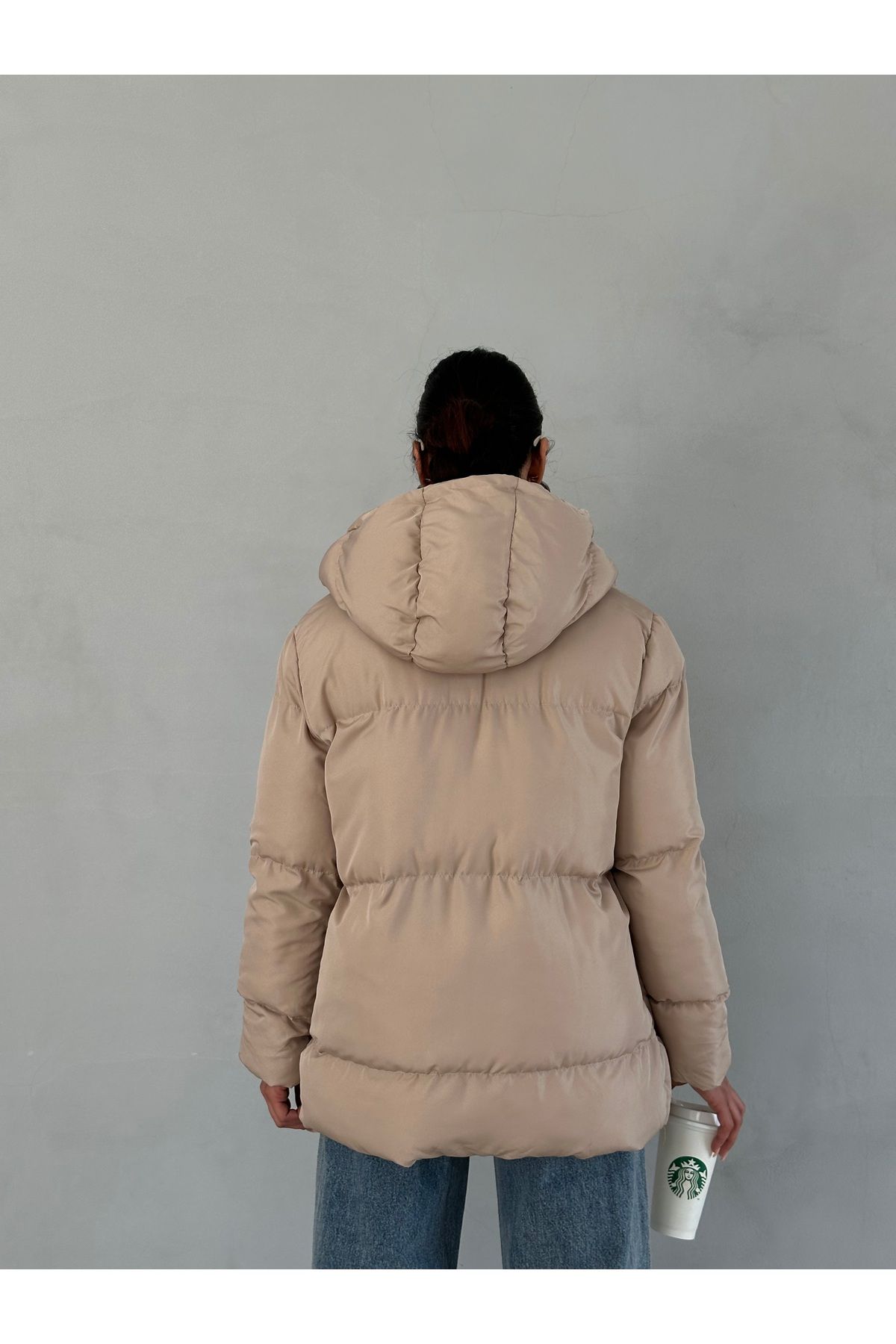 Asos design oversized jersey hooded puffer jacket in cream online