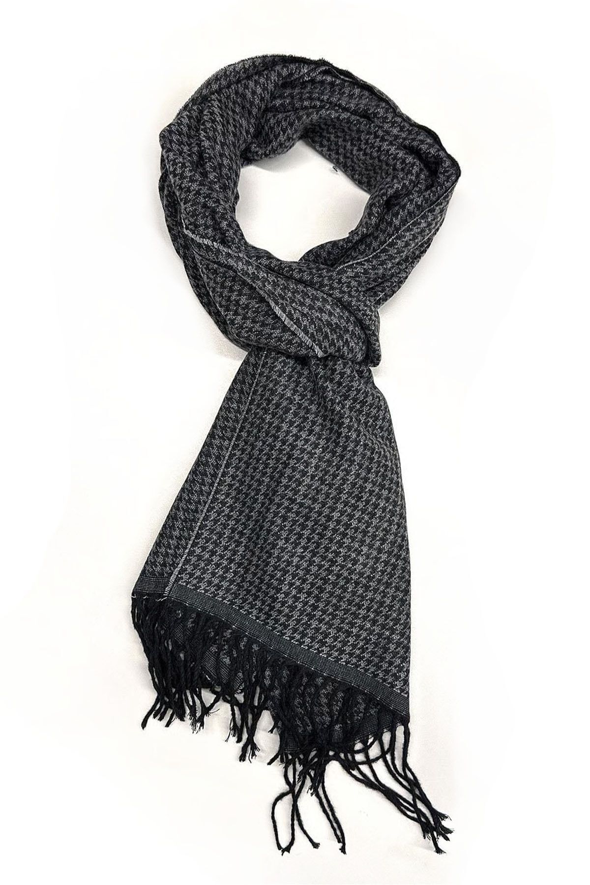  شال گردن مردانه طرح کوچک خاکستری - مشکی K498