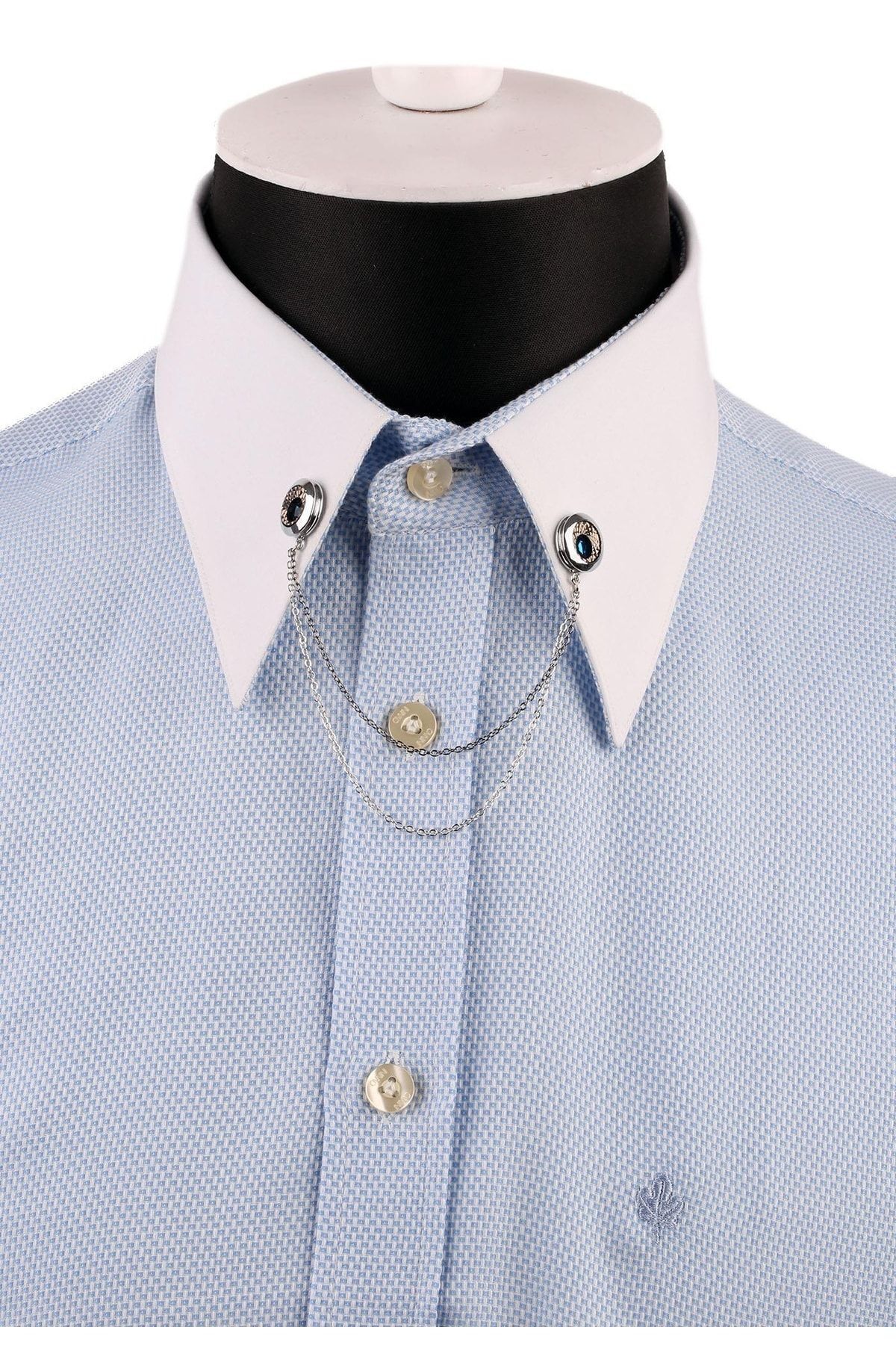  سنجاق یقه پیراهن زنجیری سنگی نقره‌ای رنگ GI143