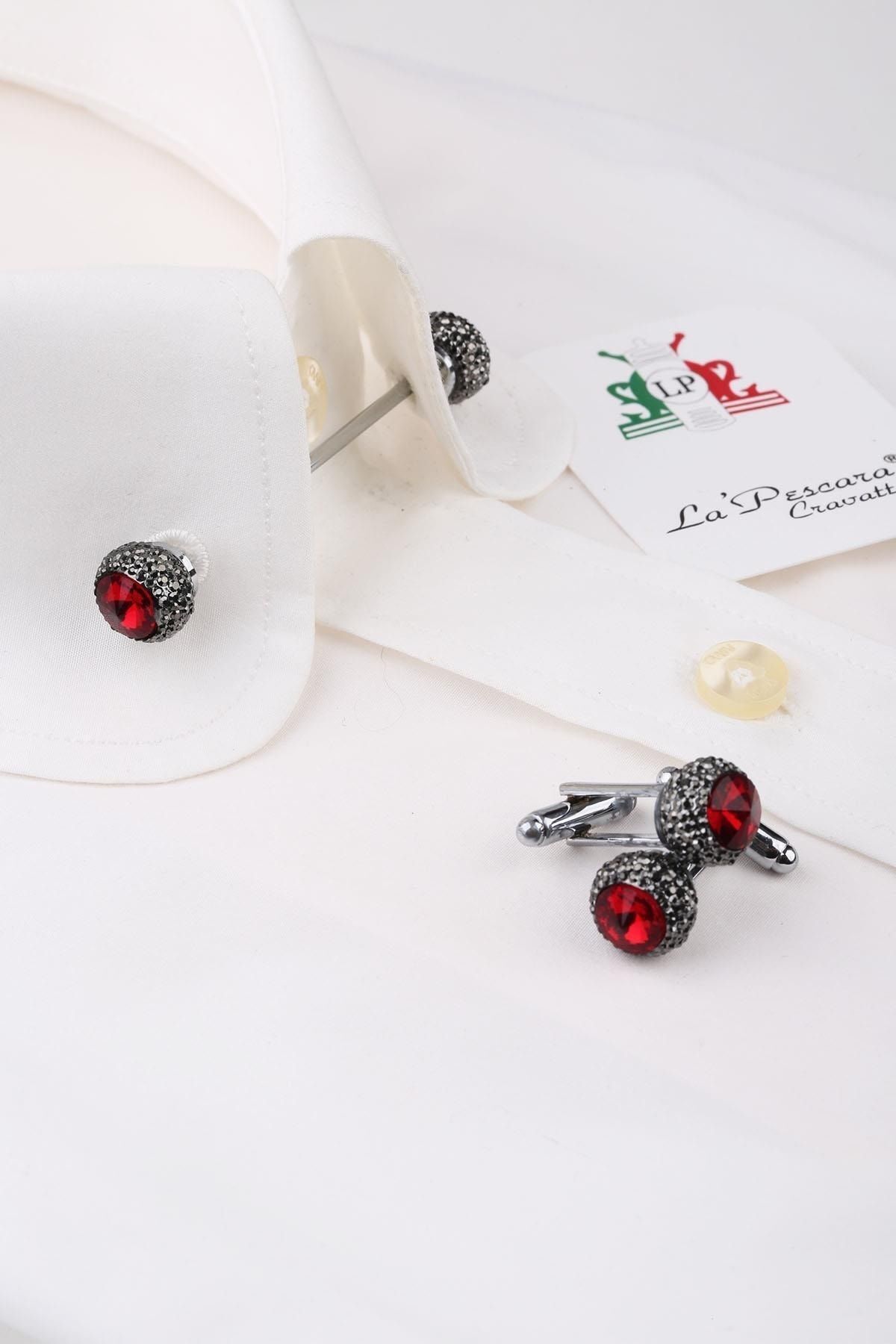  سنجاق یقه و دکمه سرآستین پیراهن قرمز Cbc04