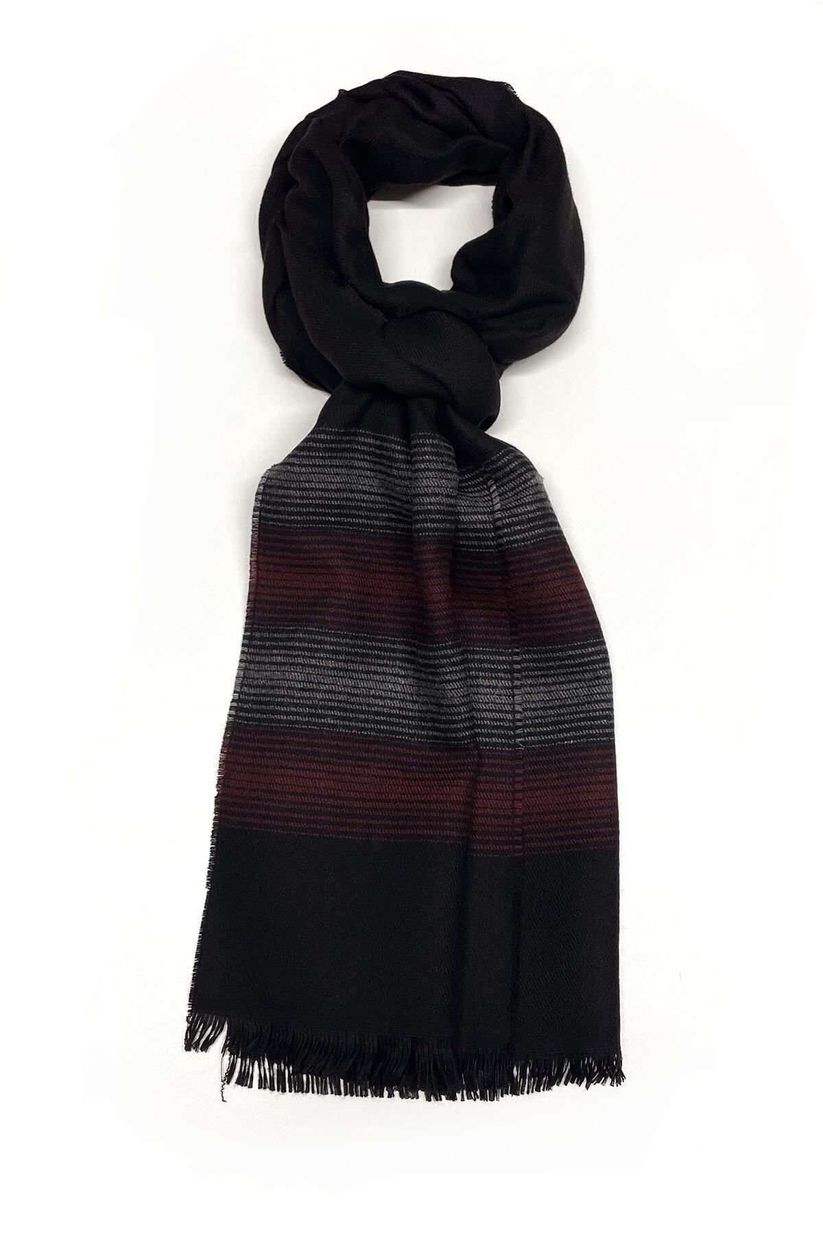  شال گردن مردانه طرح راه راه مشکی K387