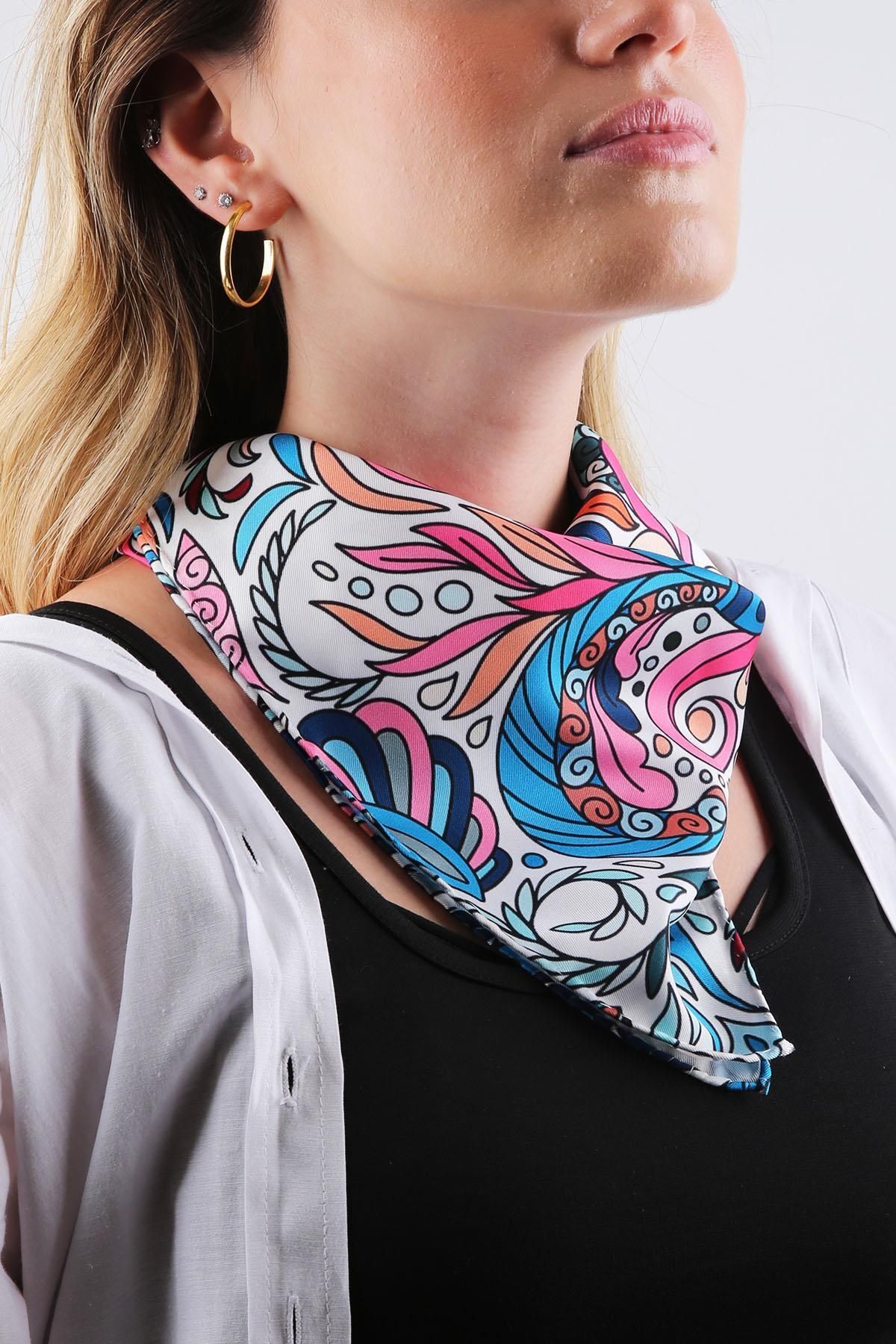  روسری طرح‌دار رنگارنگ، باندانا، ۵۵x۵۵ سانتی‌متر، KDNF02