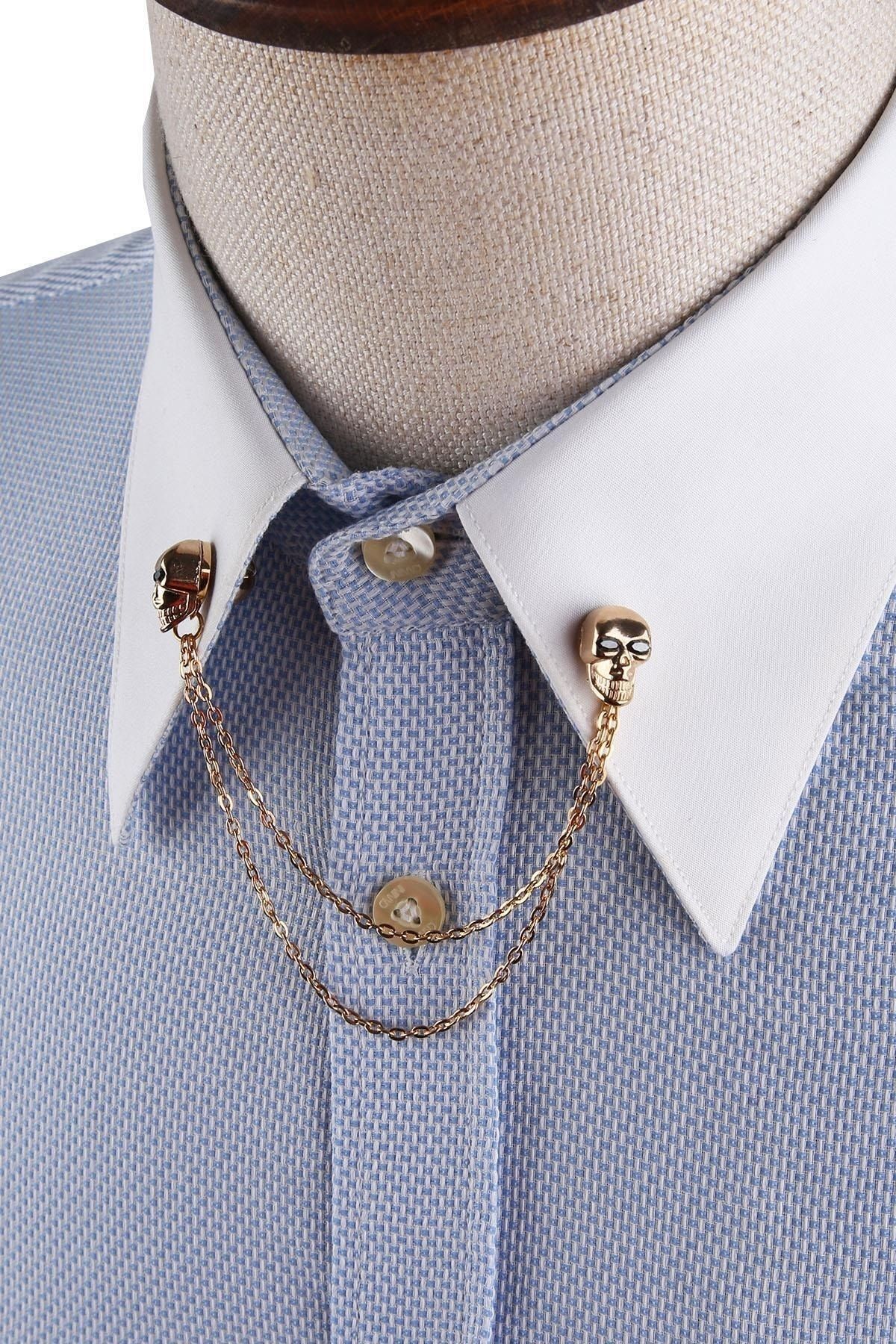  زنجیر یقه پیراهن طرح جمجمه طلایی GI236