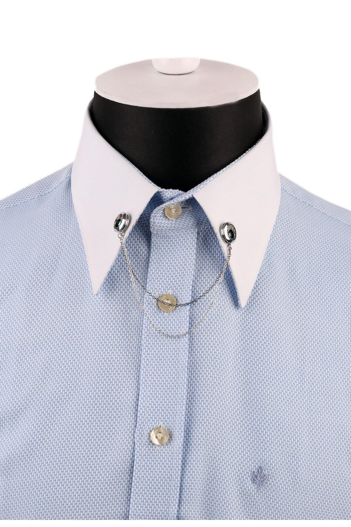  سنجاق یقه پیراهن زنجیری سنگی نقره‌ای رنگ GI150