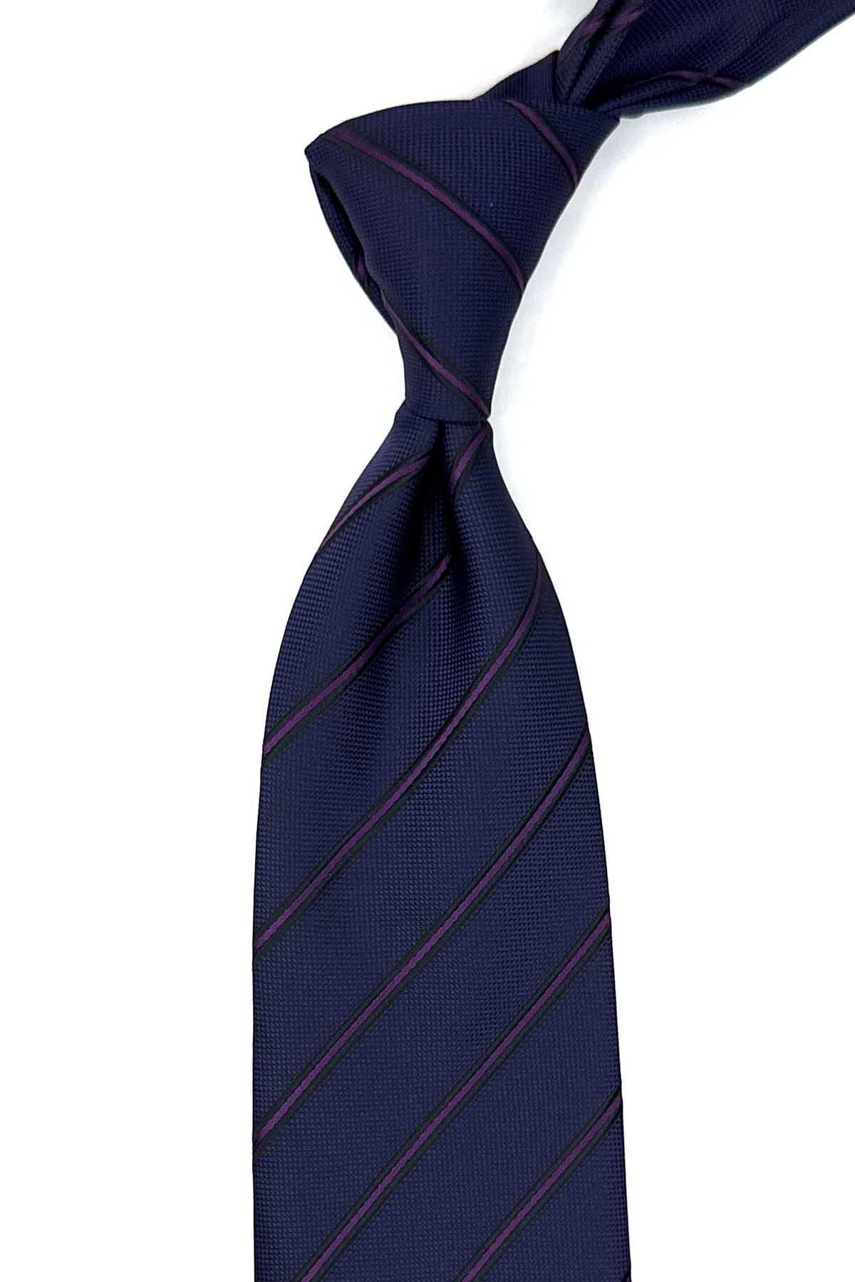  کراوات کلاسیک راه راه آلویی با دستمال جیبی KK12531