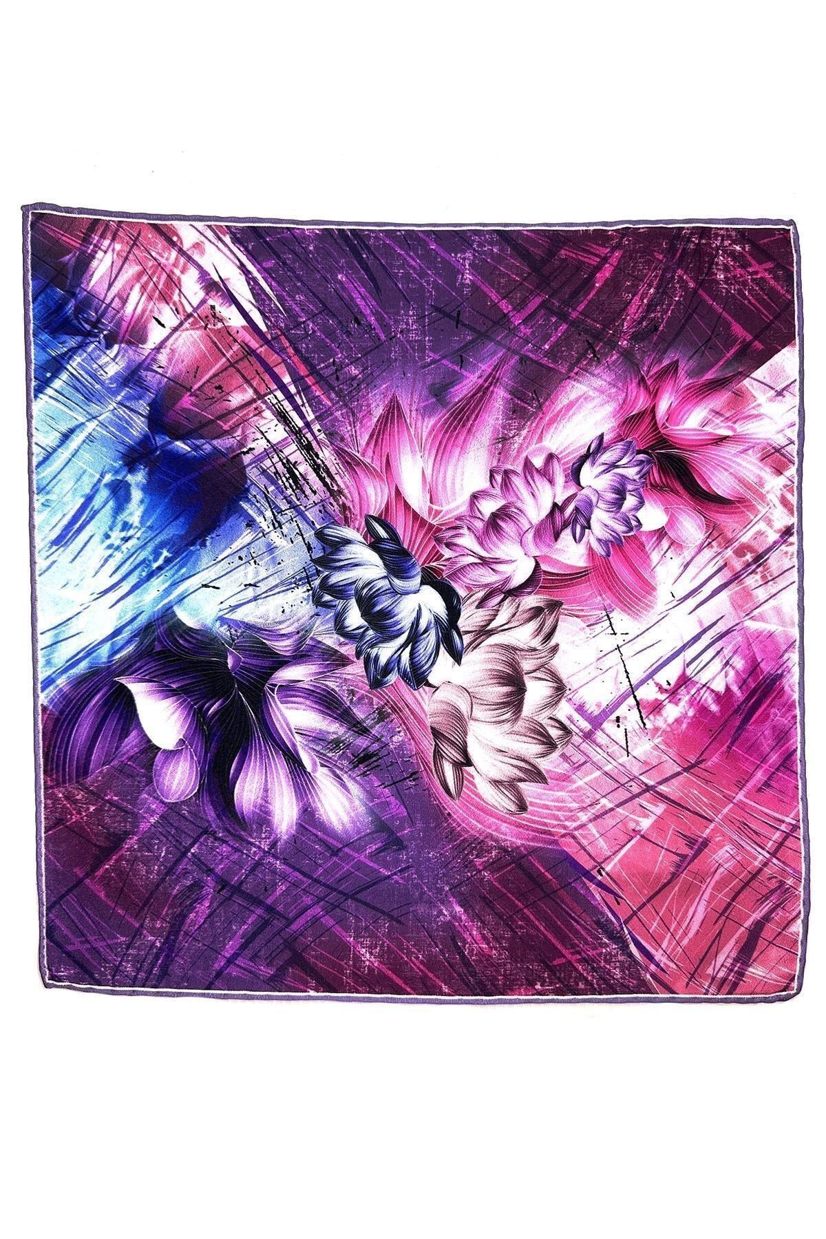  دستمال جیبی مردانه طرح گل بنفش SPS580-79