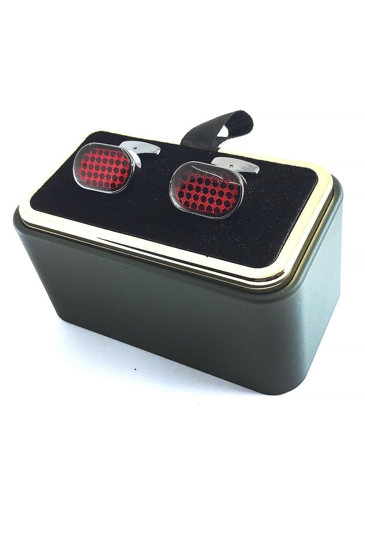  دکمه سرآستین قرمز دودی رنگ خاکستری KD1459