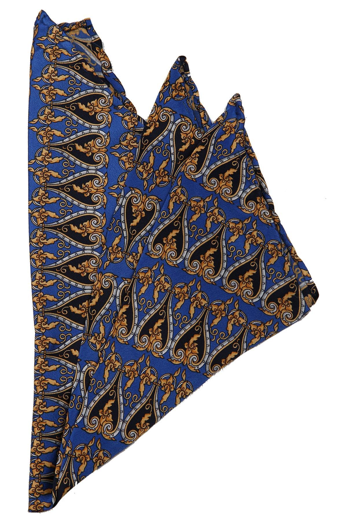  دستمال ابریشمی طرح‌دار آبی مردانه SPS341 KRVT8690002221717